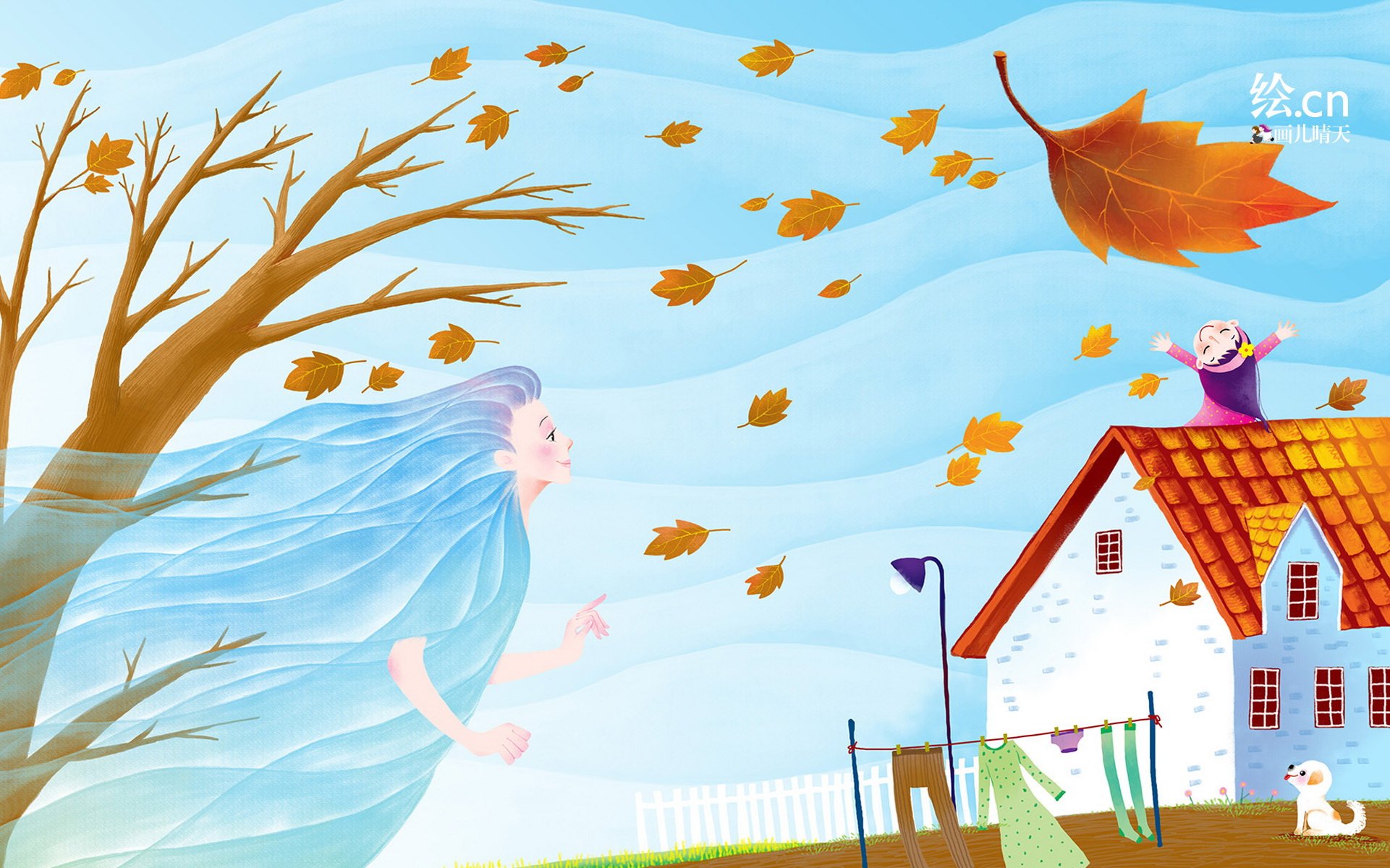 画儿晴天,童趣,手绘