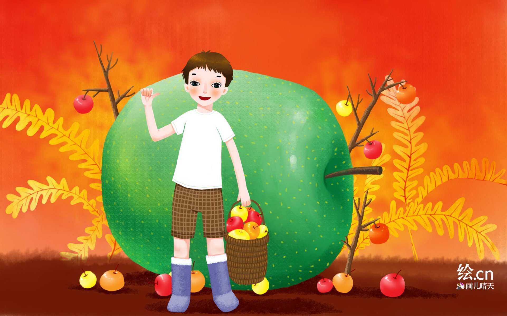 画儿晴天,童趣,手绘