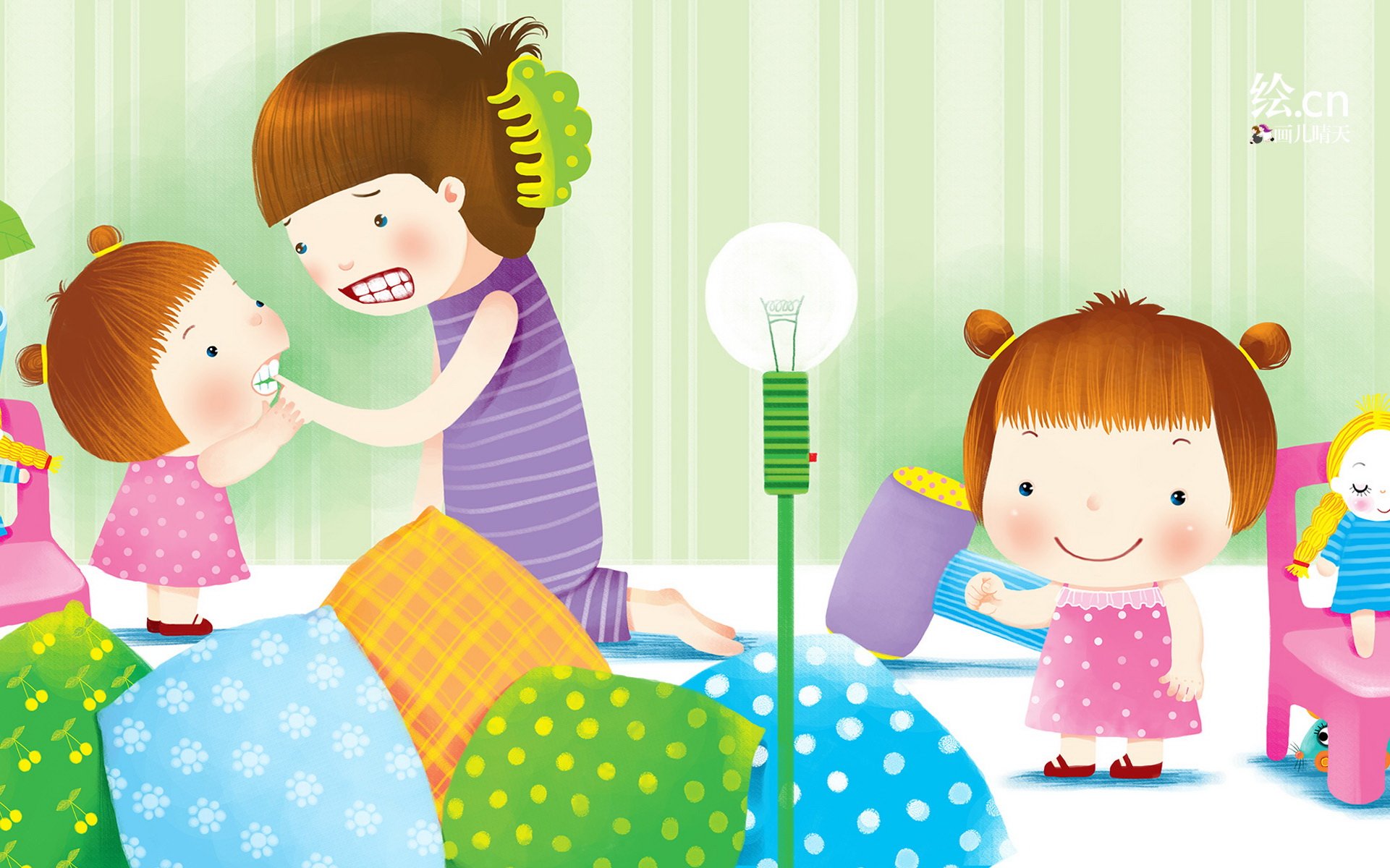 画儿晴天,童趣,手绘