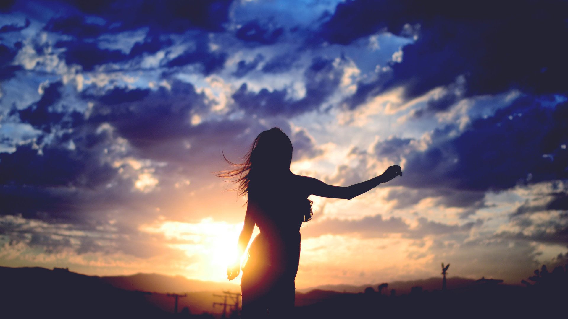 小清新,唯美,青春,美女,影子,夕阳,背影