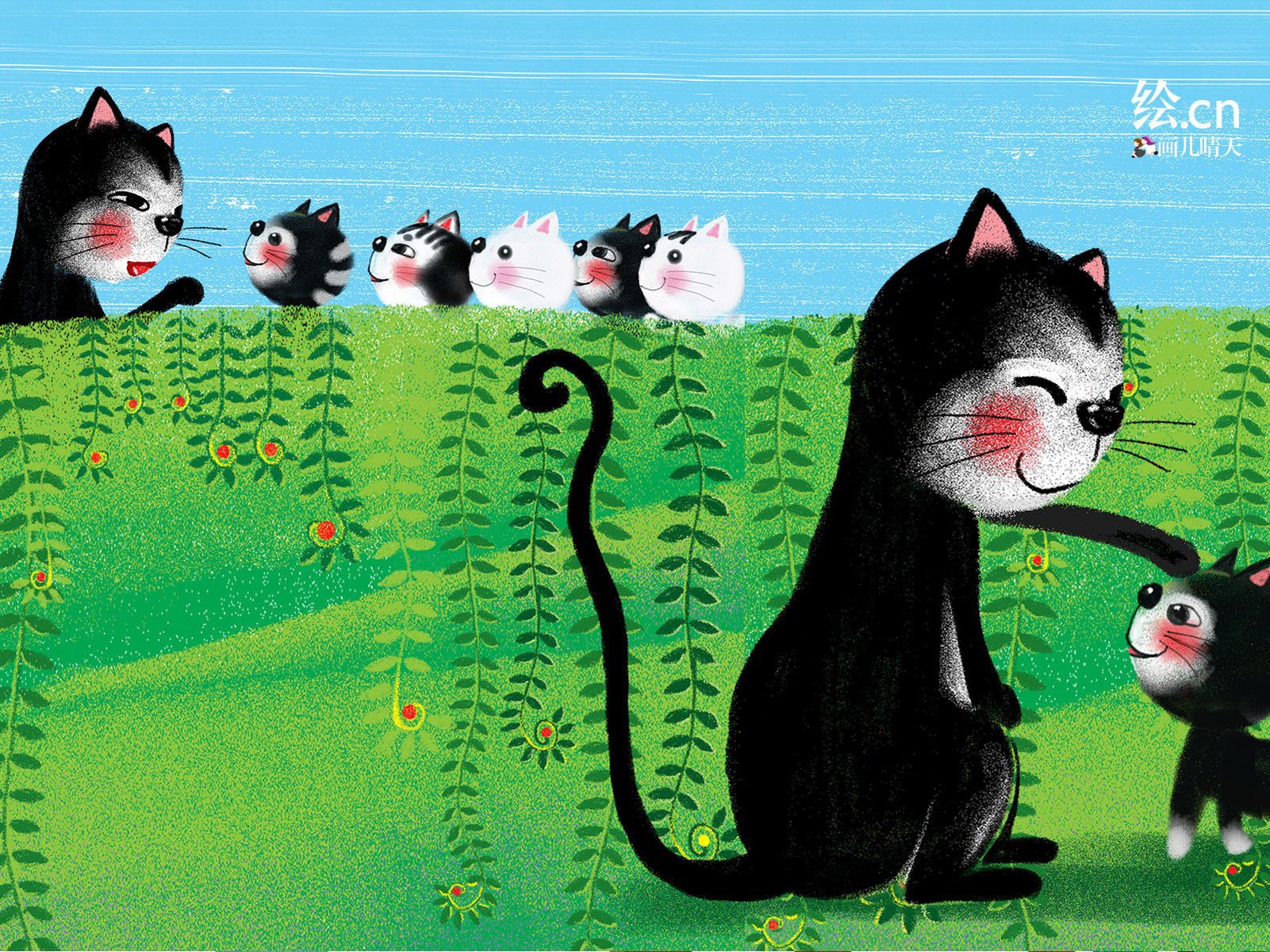 画儿晴天,童趣,手绘