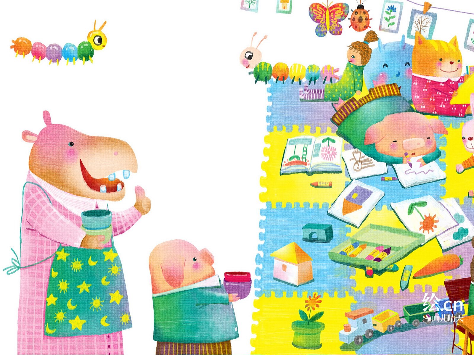 画儿晴天,童趣,手绘