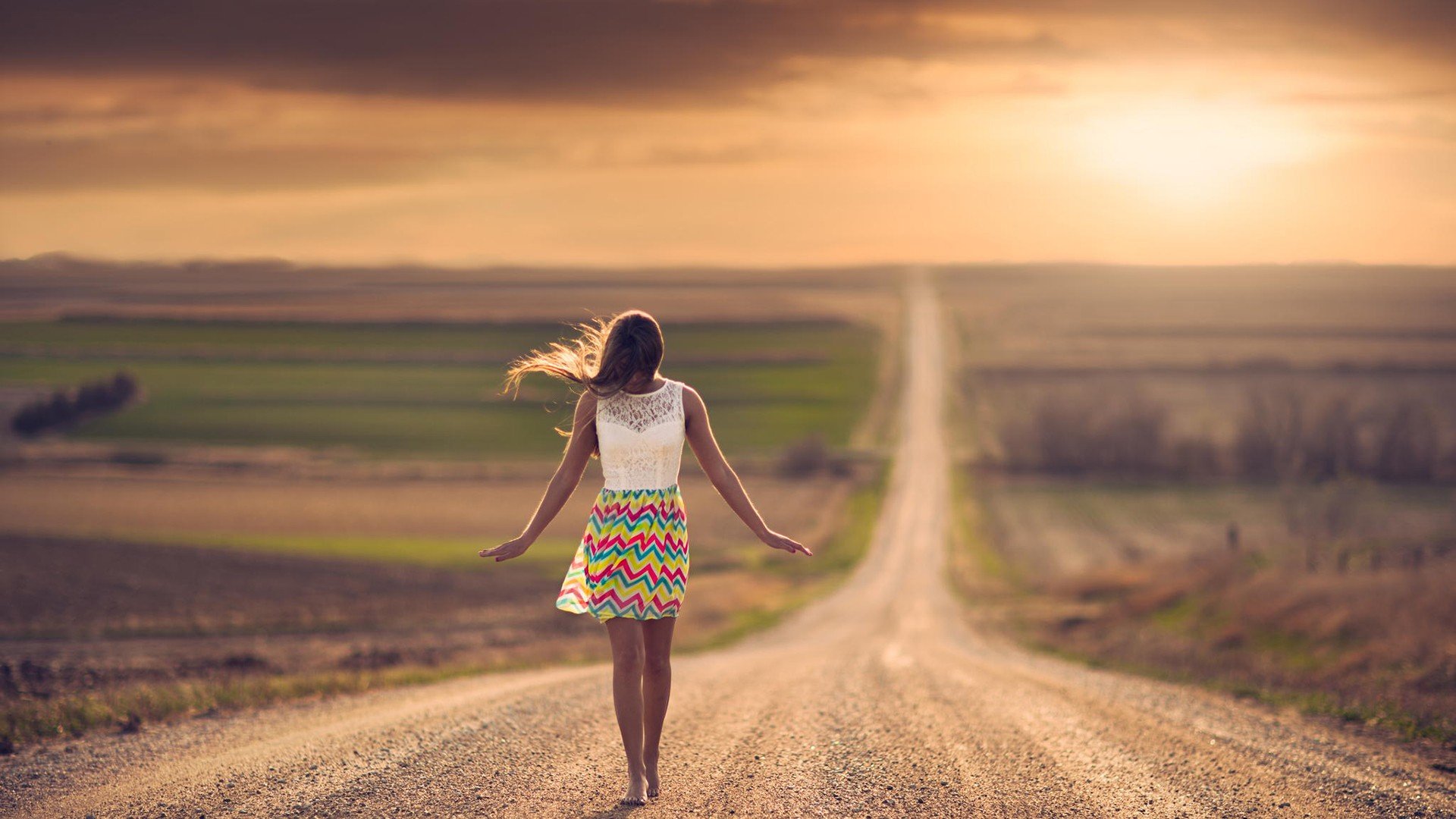 小清新,唯美,路,离开,美女,背影