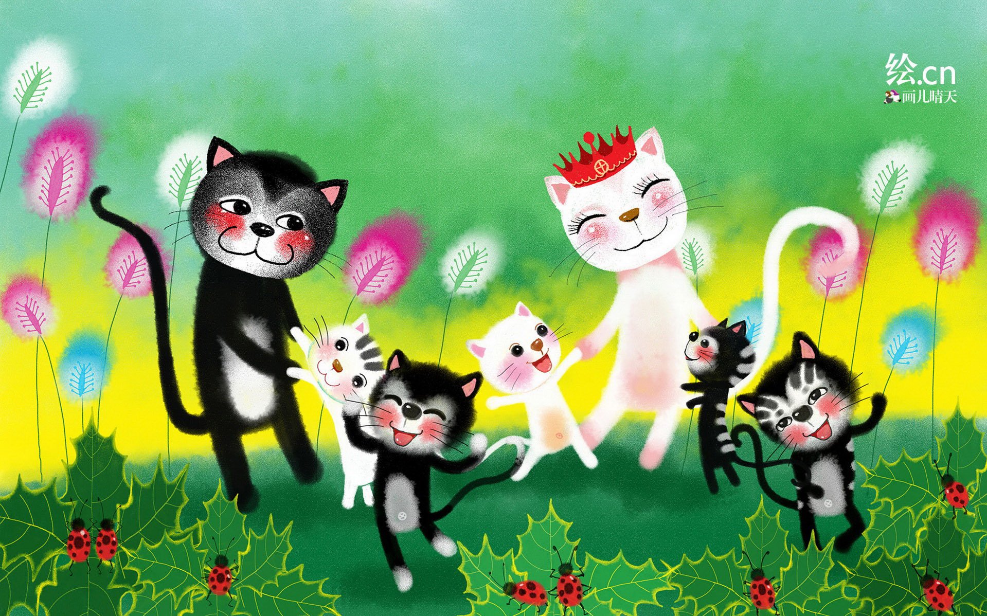 画儿晴天,童趣,手绘