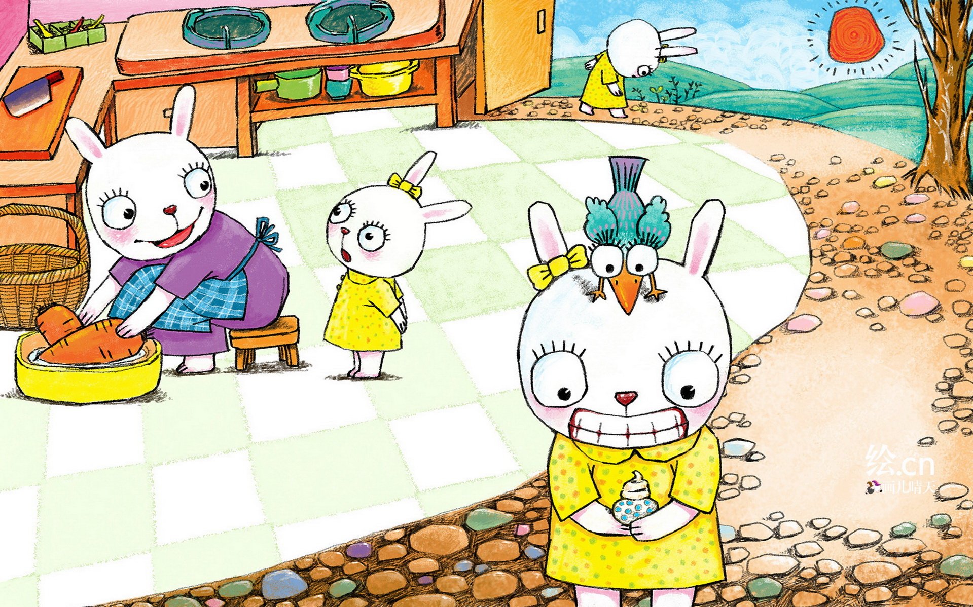 画儿晴天,童趣,手绘