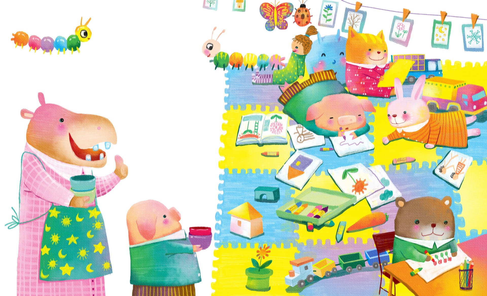 画儿晴天,童趣,手绘