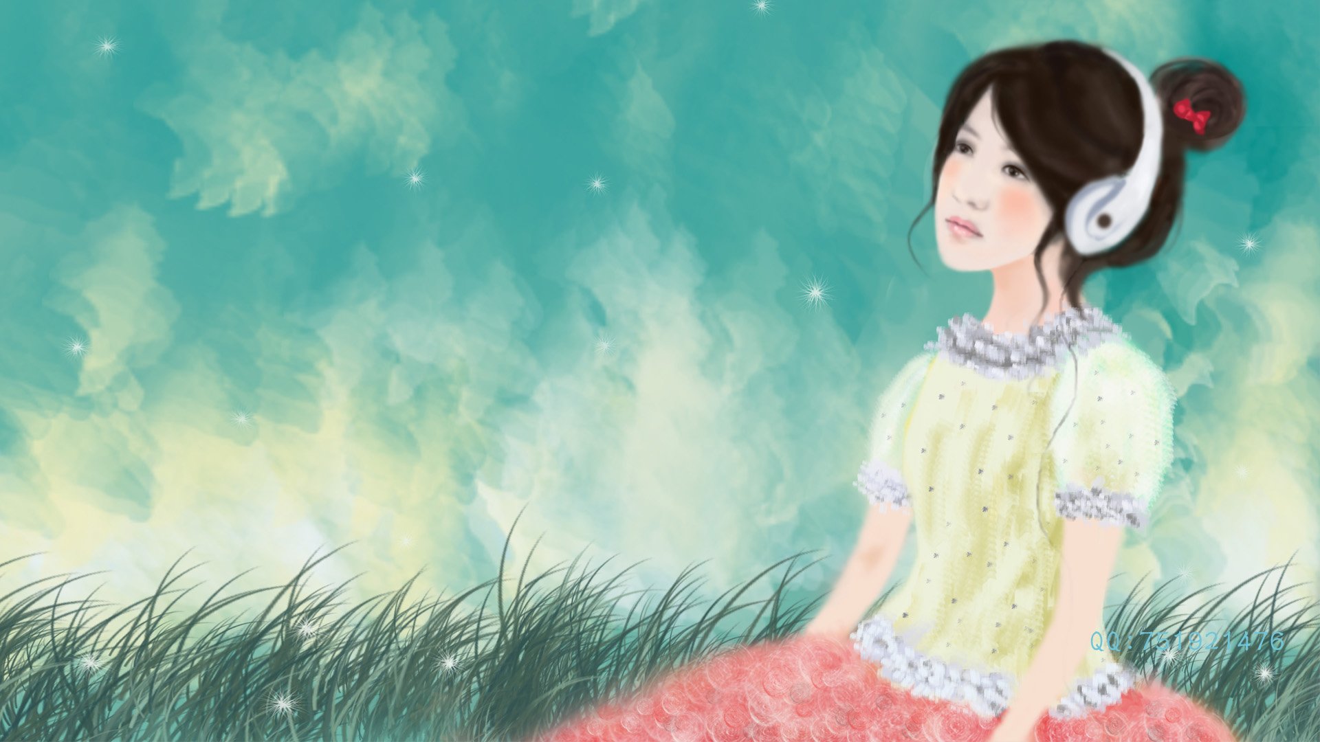 梦里飞插画,女孩,梦幻