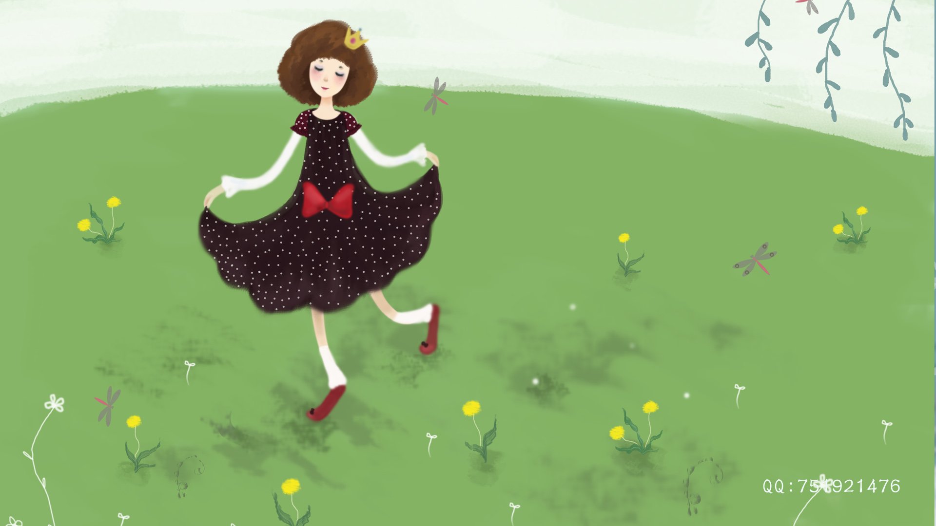 梦里飞插画,女孩,梦幻