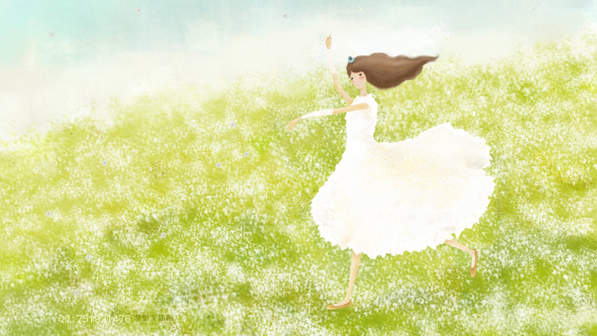 梦里飞插画,女孩,梦幻