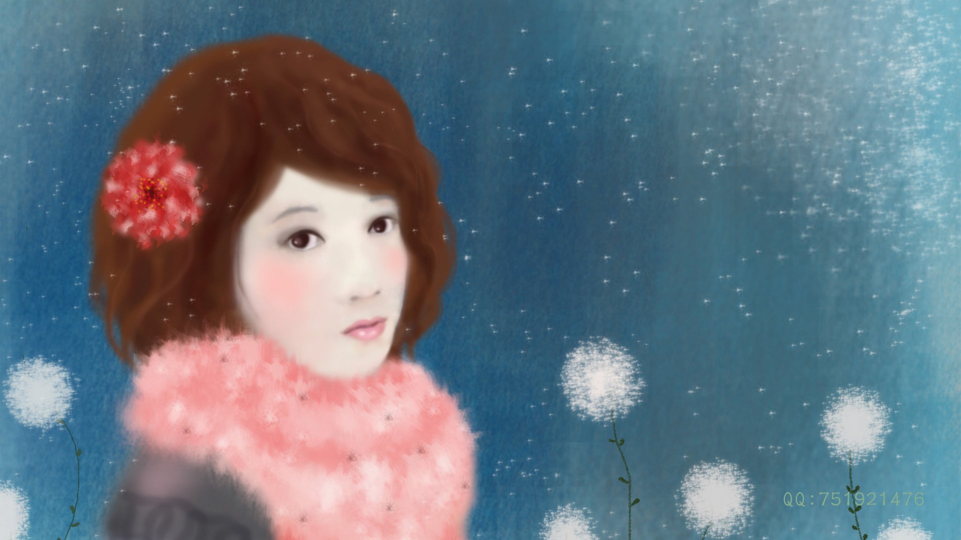 梦里飞插画,女孩,梦幻