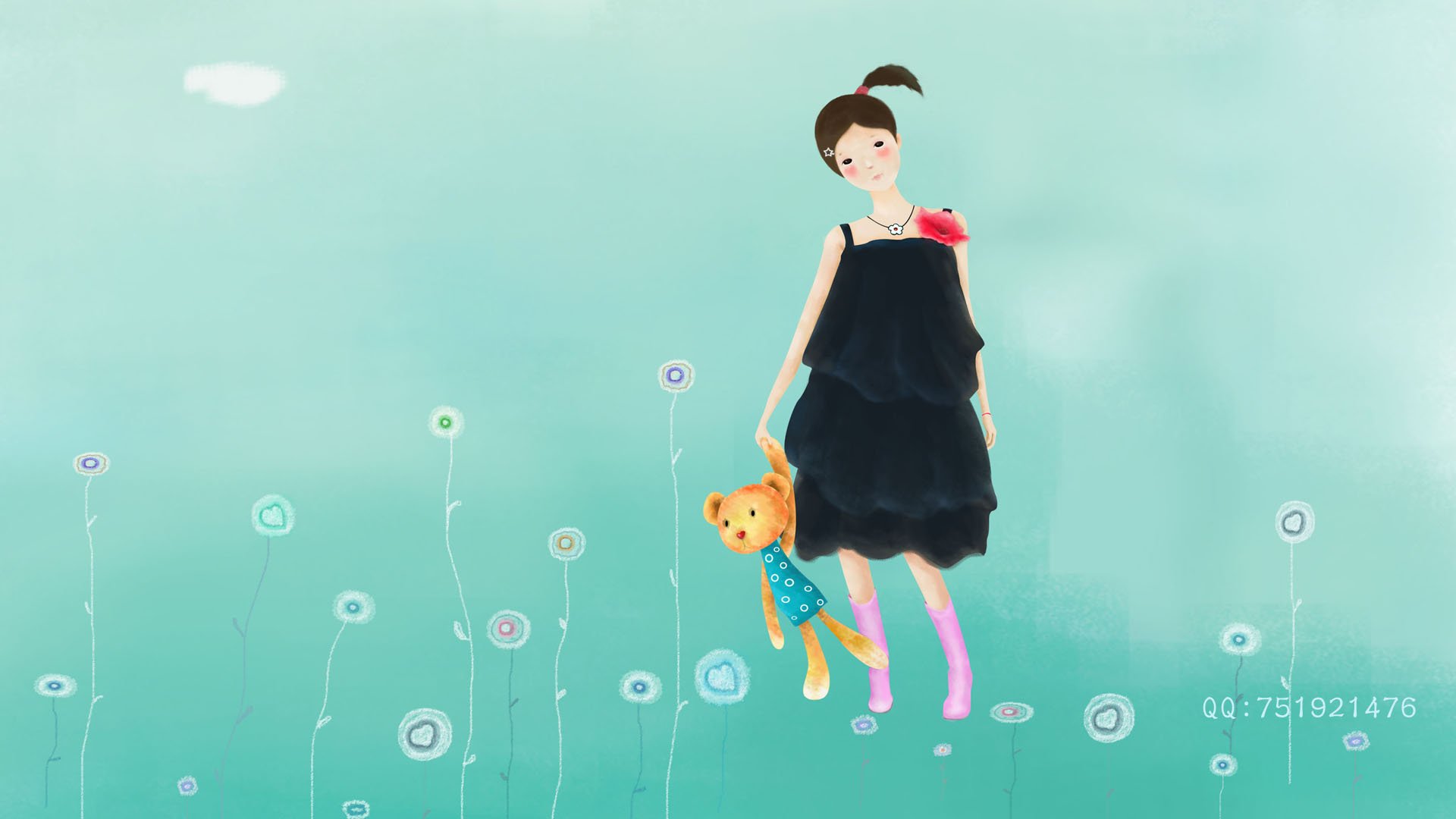 梦里飞插画,女孩,梦幻