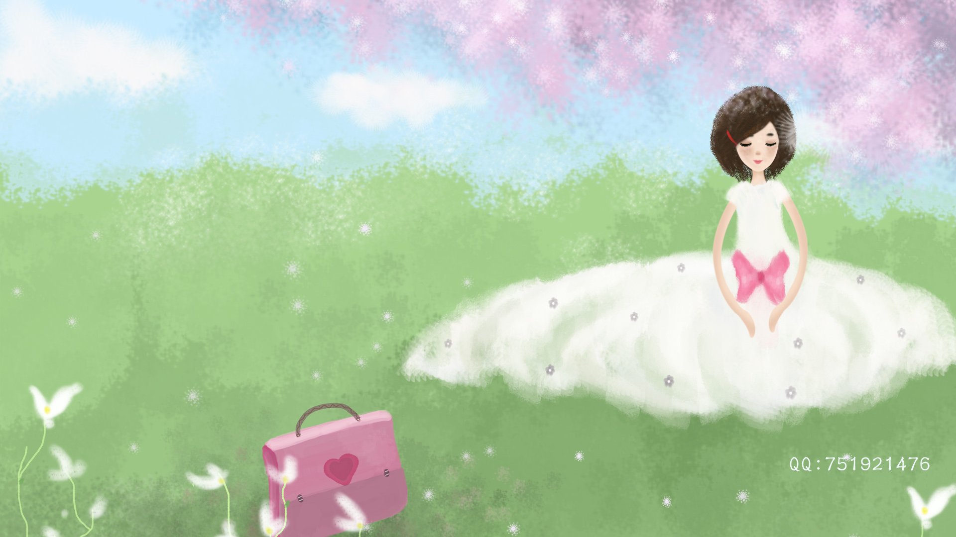 梦里飞插画,女孩,梦幻