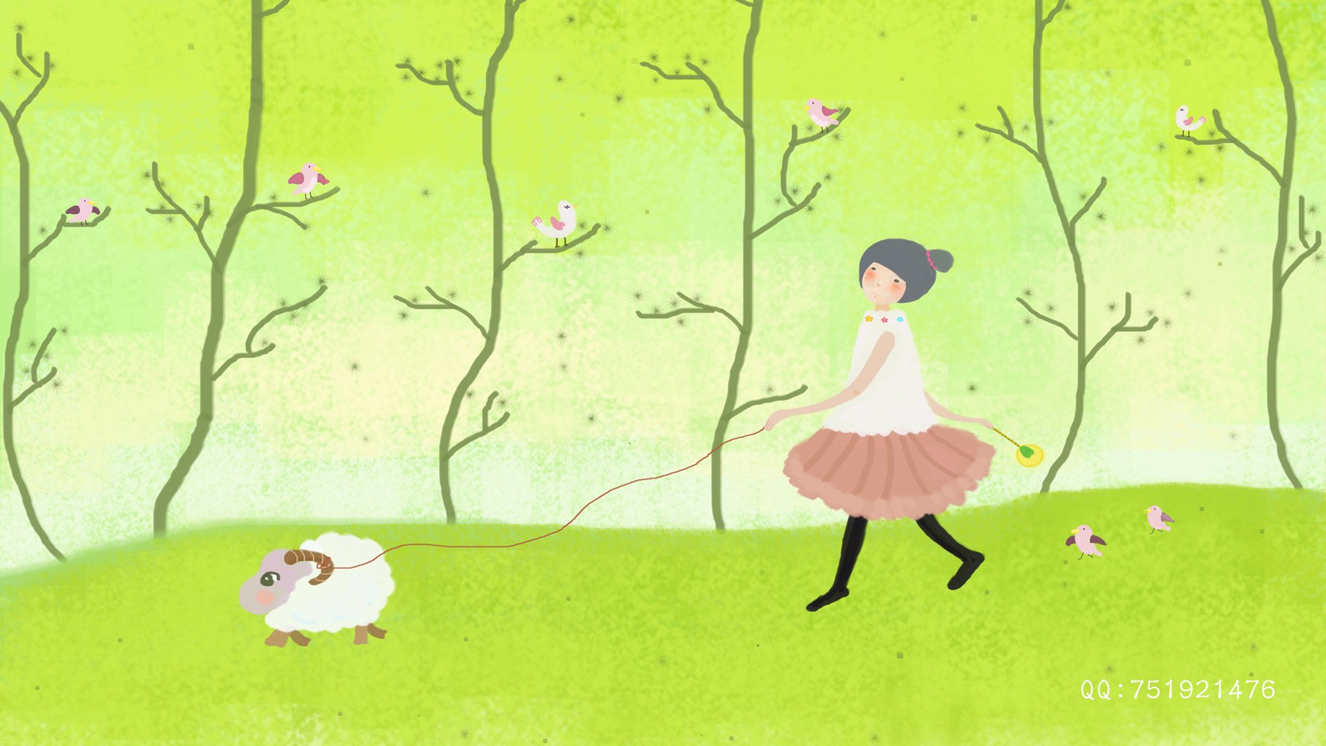 梦里飞插画,女孩,梦幻