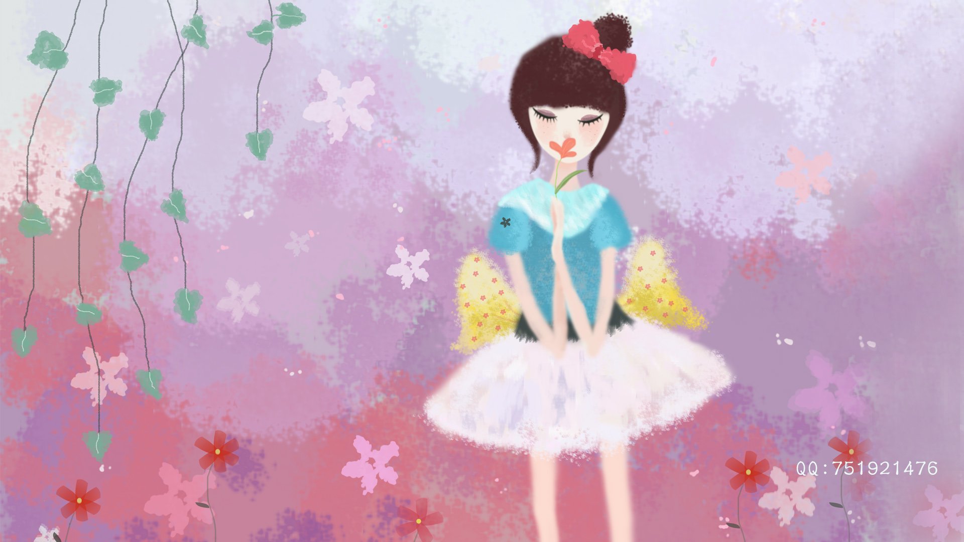 梦里飞插画,女孩,梦幻