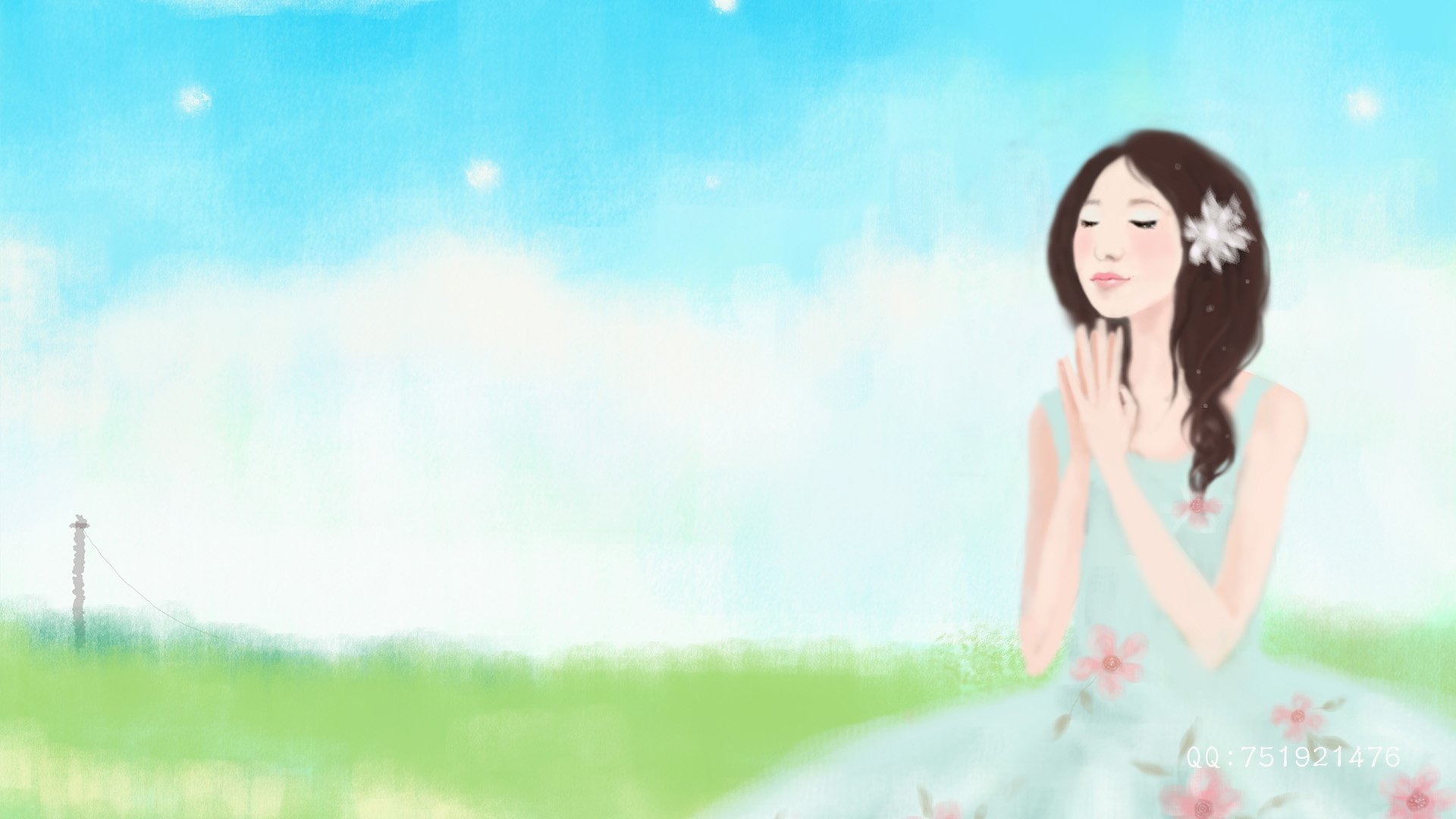 梦里飞插画,女孩,梦幻