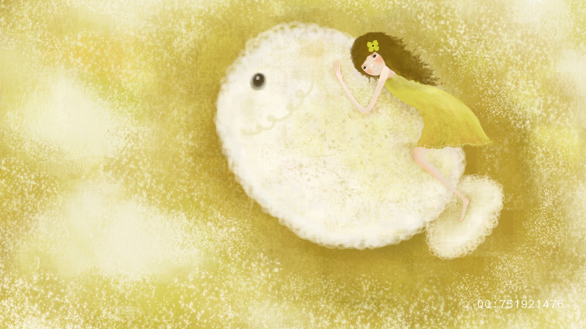 梦里飞插画,女孩,梦幻