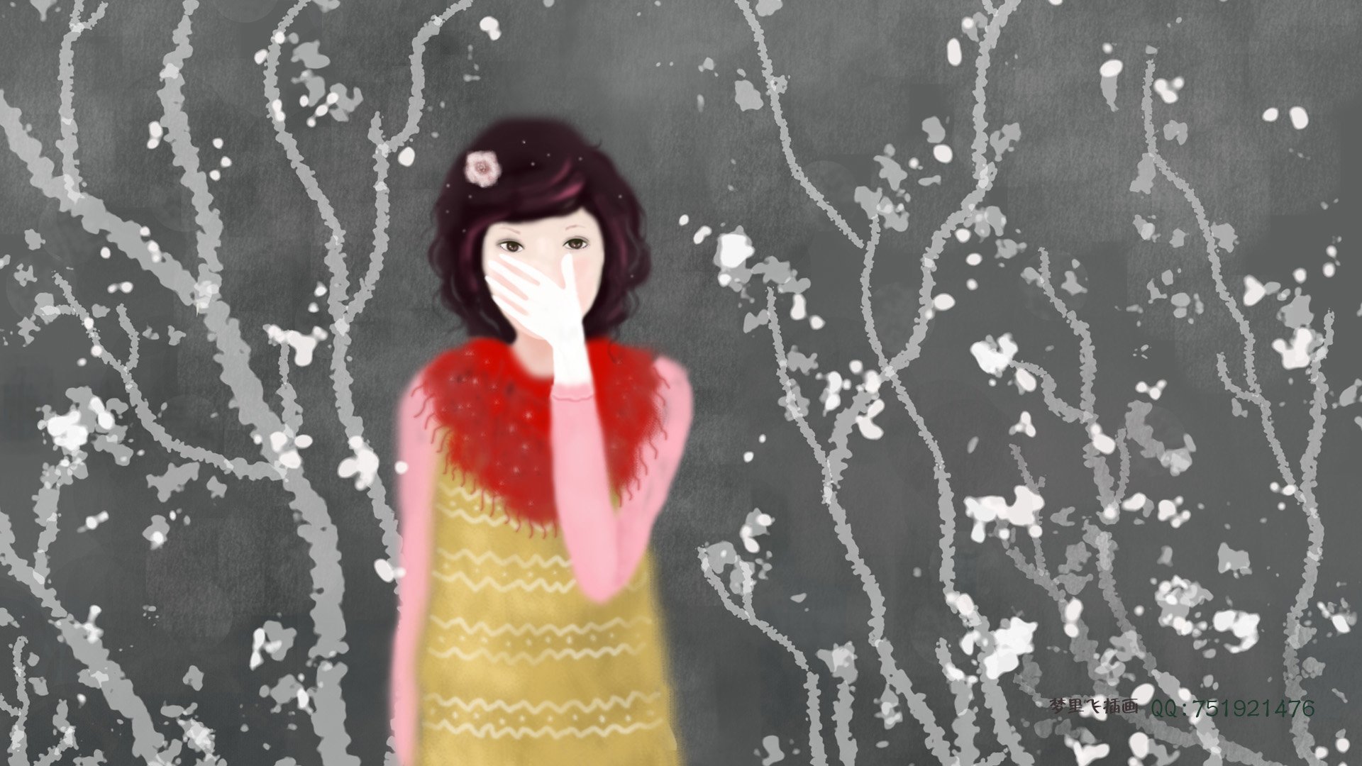 梦里飞插画,女孩,梦幻