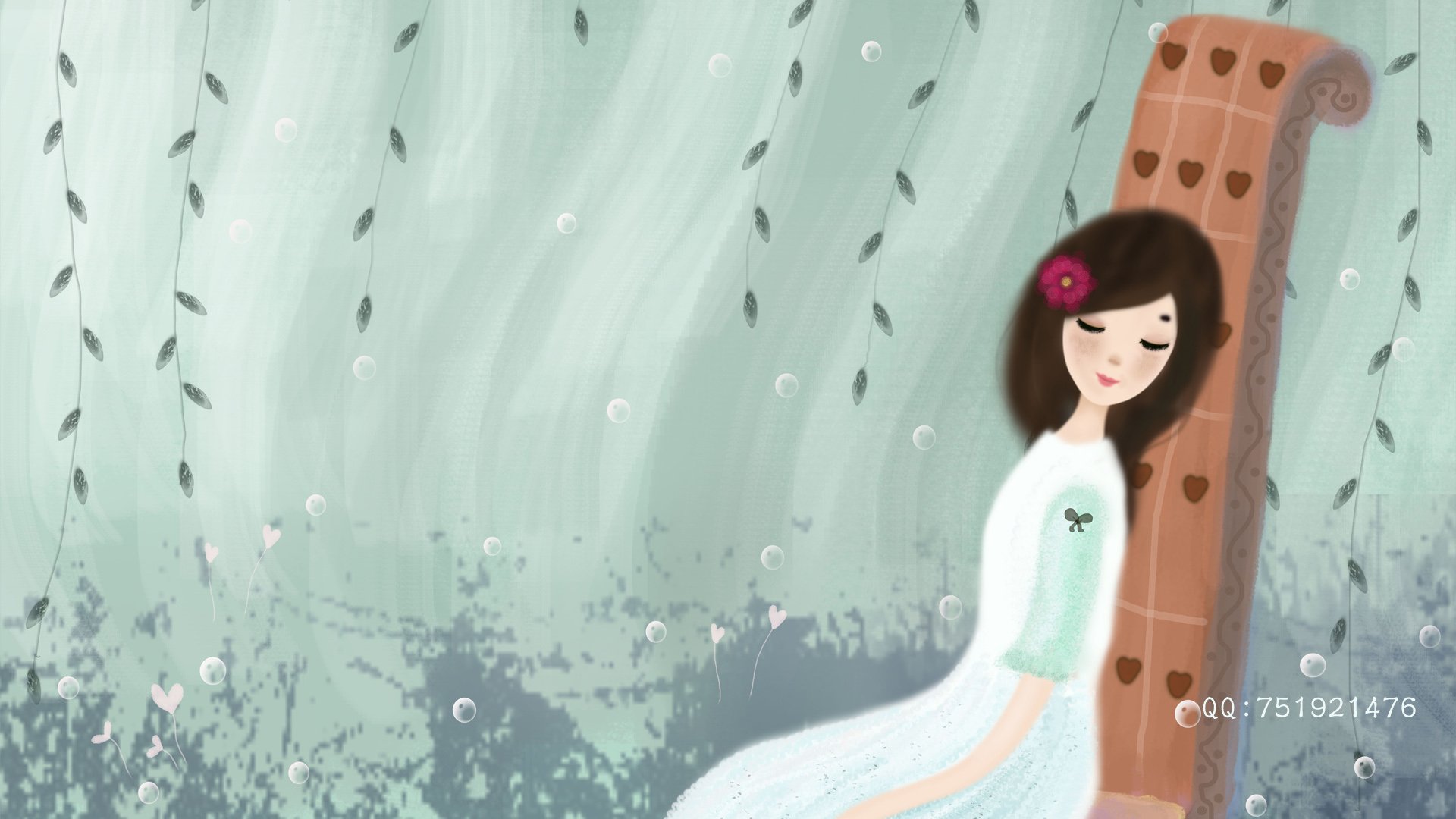 梦里飞插画,女孩,梦幻