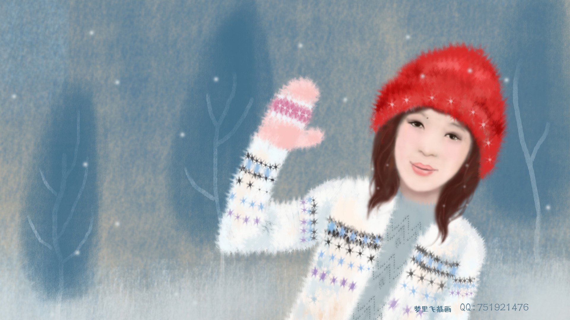 梦里飞插画,女孩,梦幻