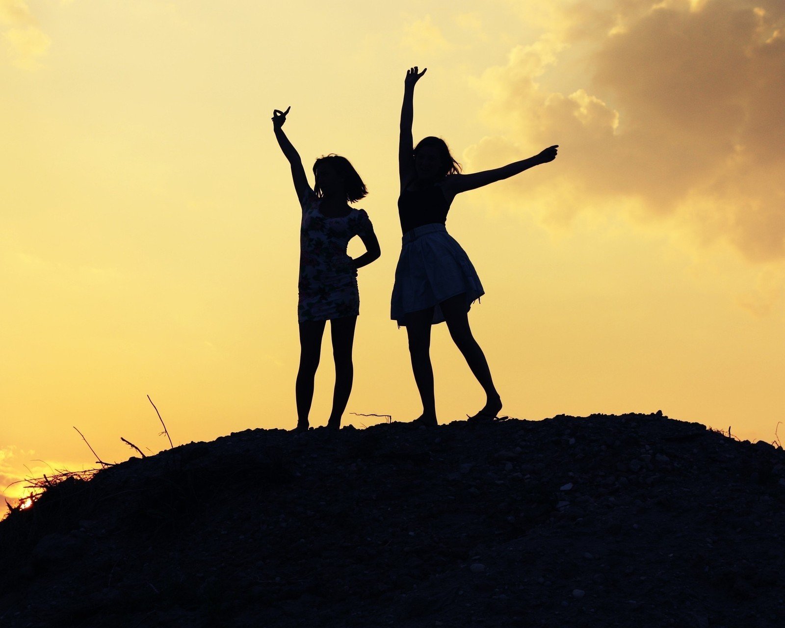 小清新,唯美,青春,美女,影子,夕阳,背影