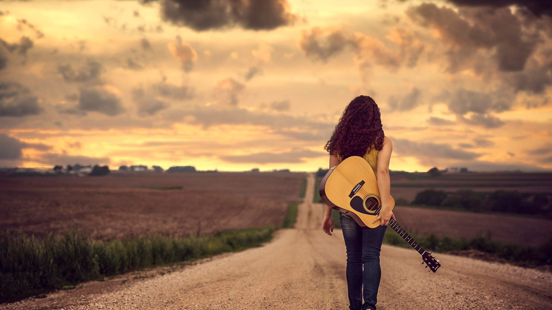 风景,公路,路,远方,吉他