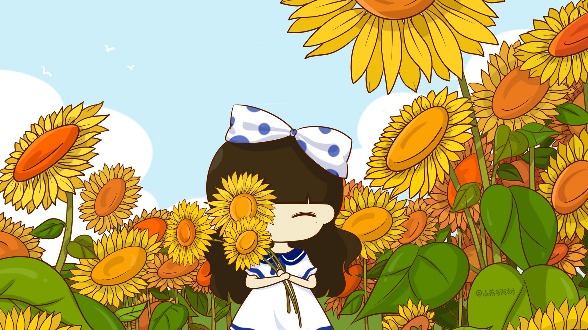 小希和阿树,卡通,手绘,可爱,爱情