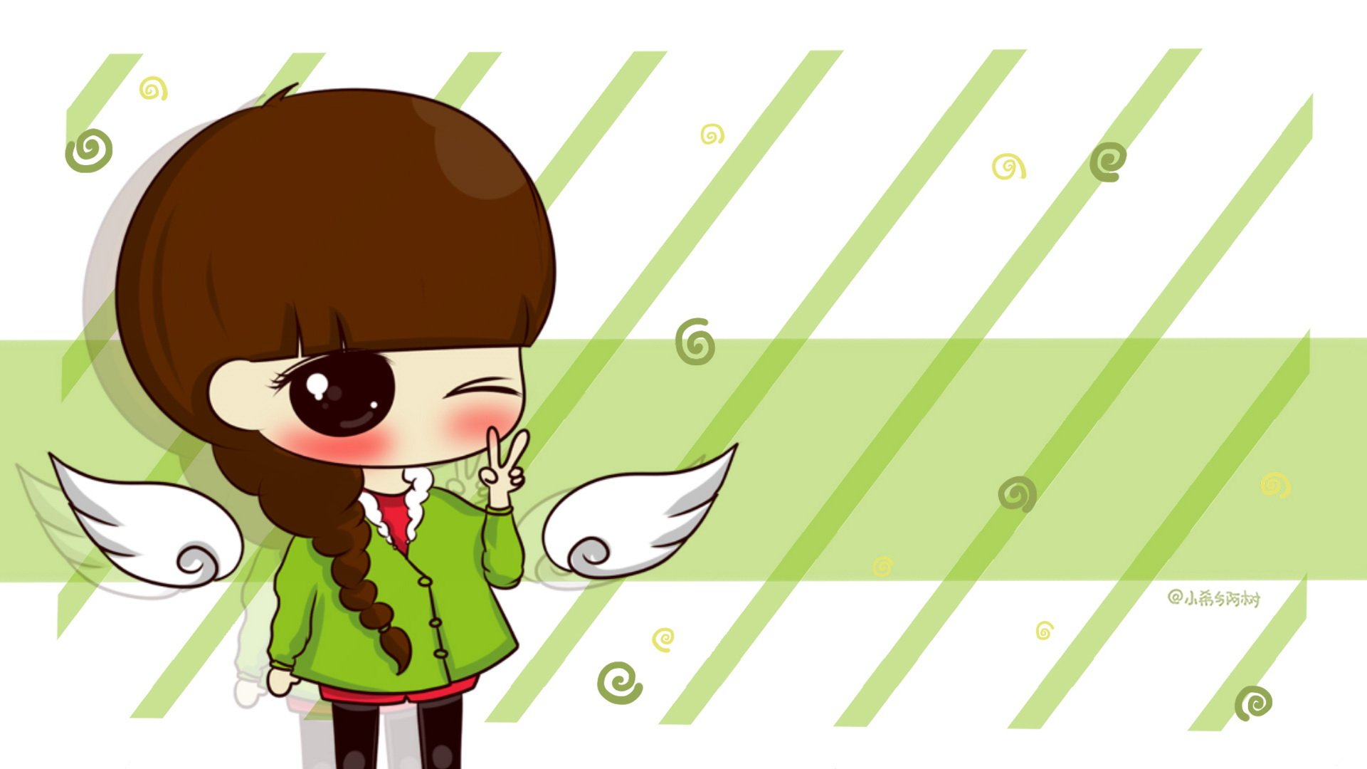 小希和阿树,卡通,手绘,可爱,爱情