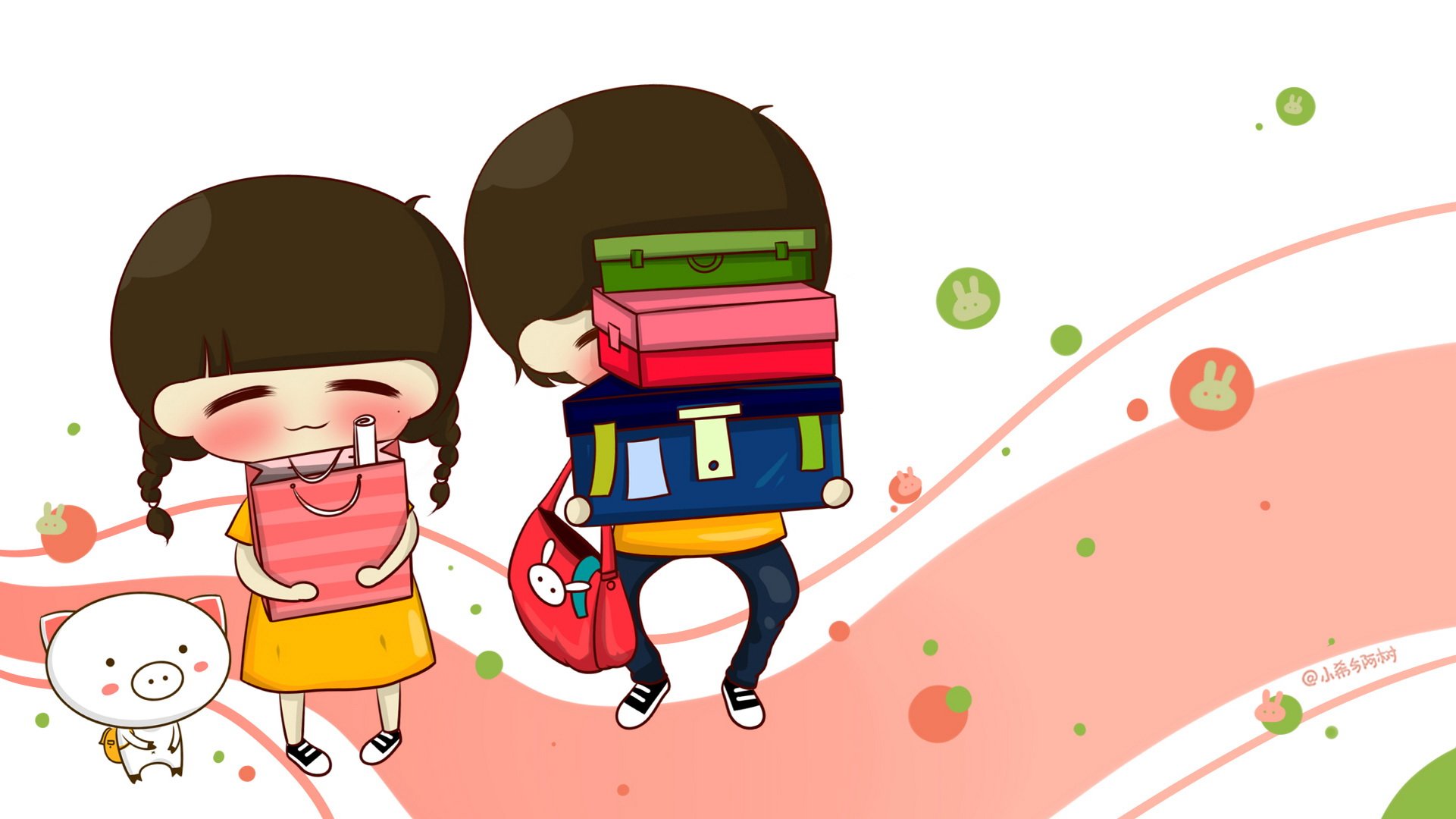 小希和阿树,卡通,手绘,可爱,爱情