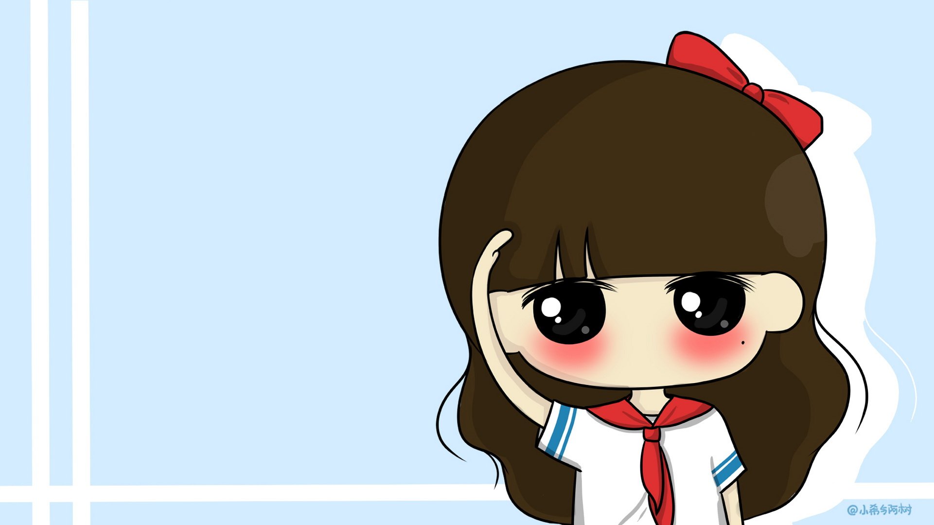 小希和阿树,卡通,手绘,可爱,爱情