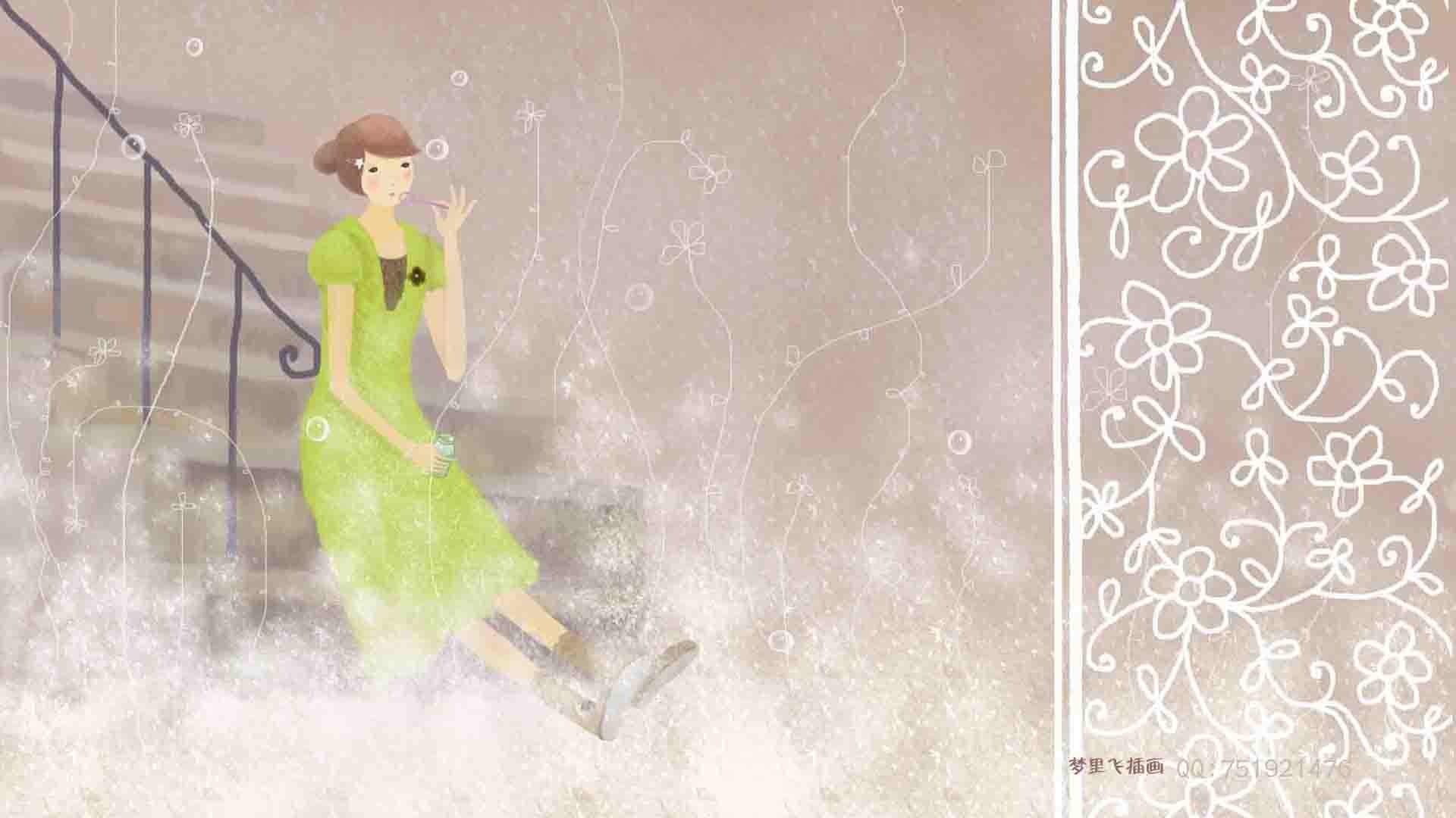 梦里飞插画,女孩,梦幻