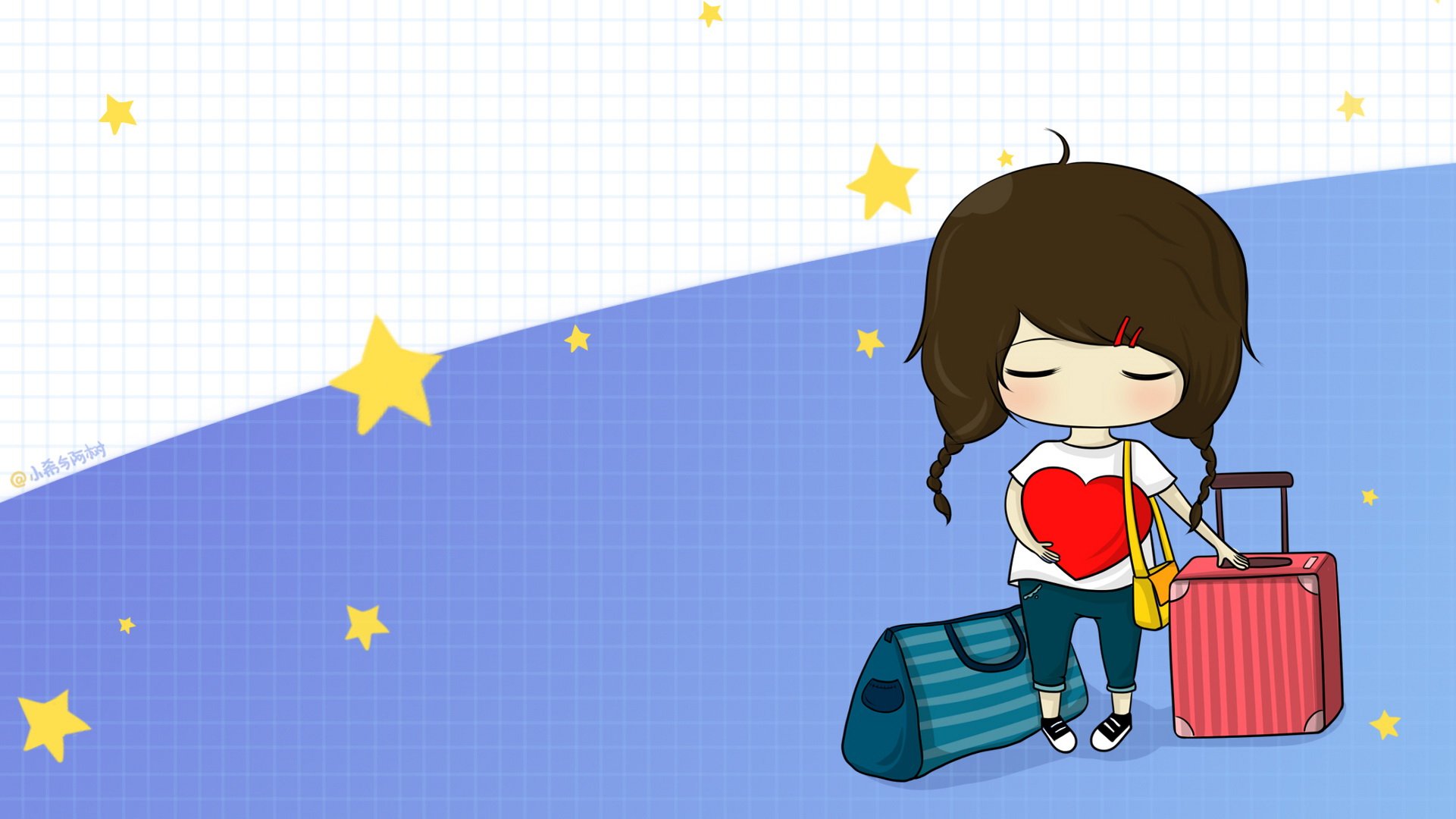 小希和阿树,卡通,手绘,可爱,爱情