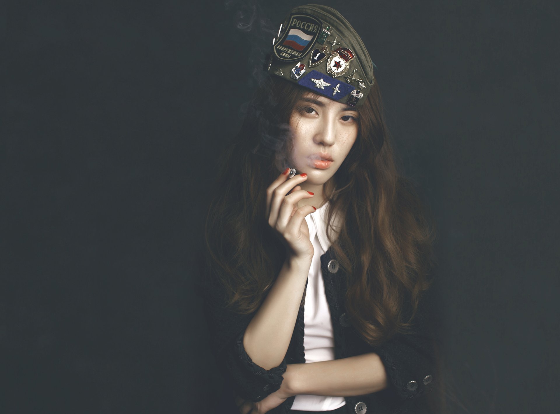 美女,成熟,诱惑,抽烟