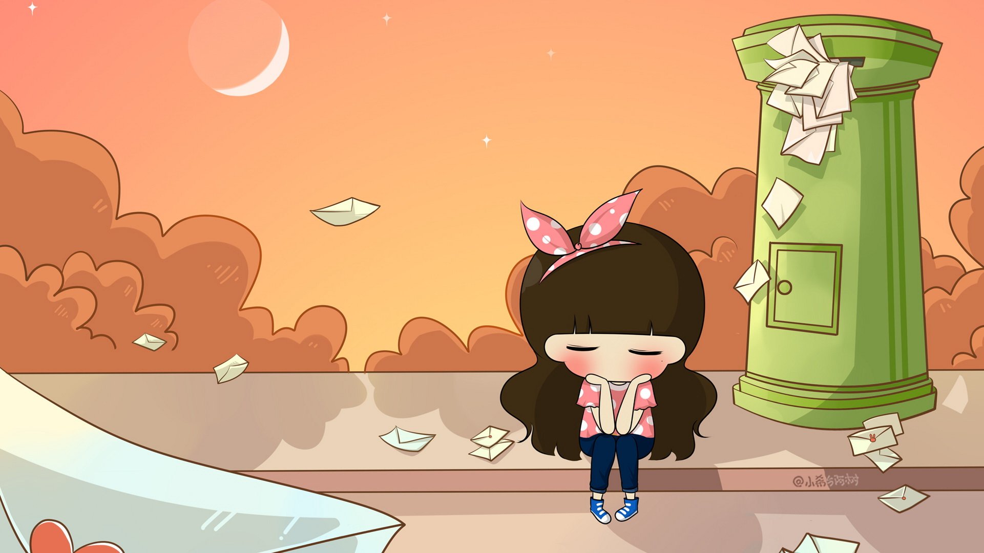 小希和阿树,卡通,手绘,可爱,爱情