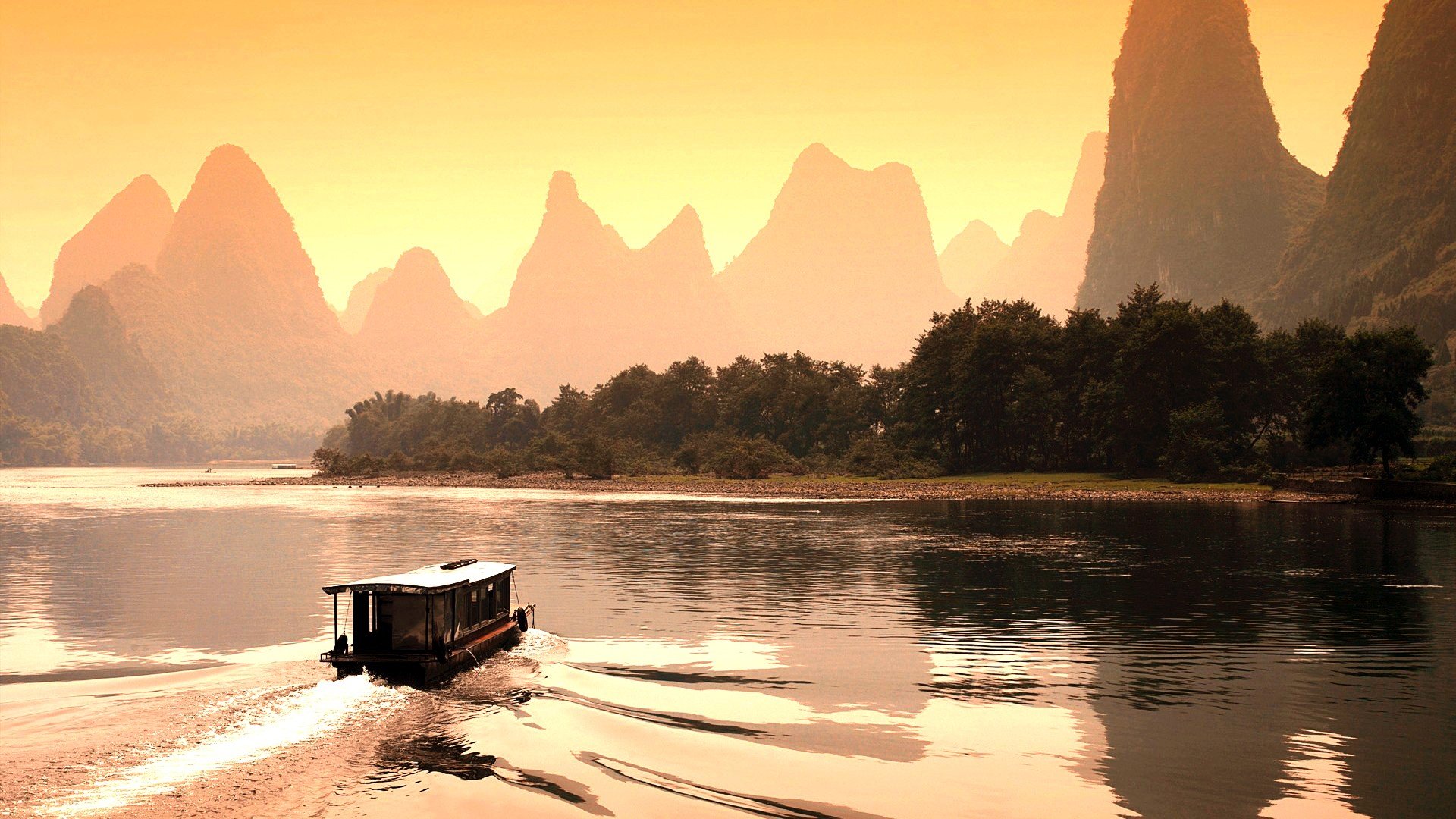 风景,自然风光,大自然,一曲渔歌,船,意境