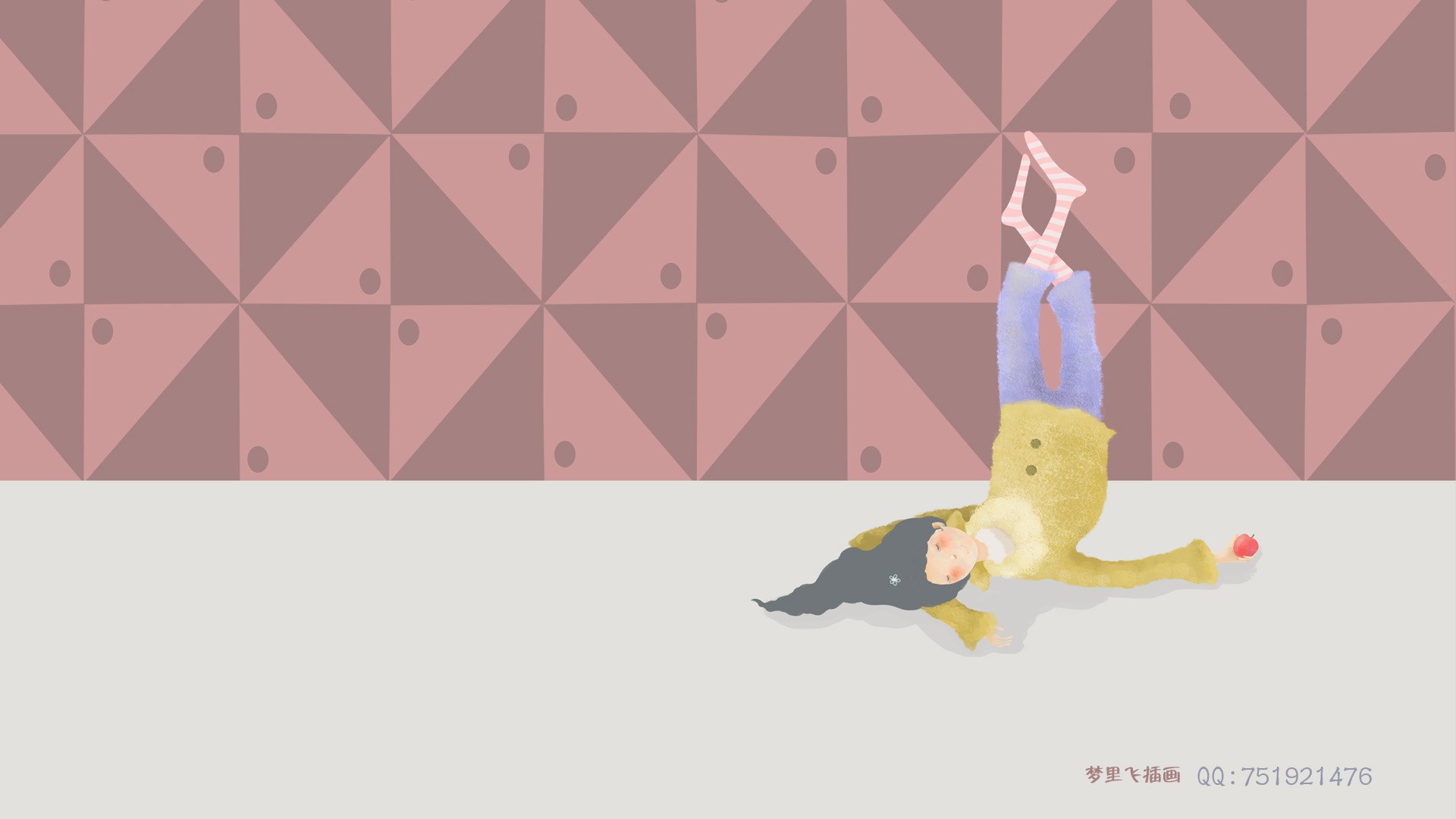 梦里飞插画,女孩,梦幻