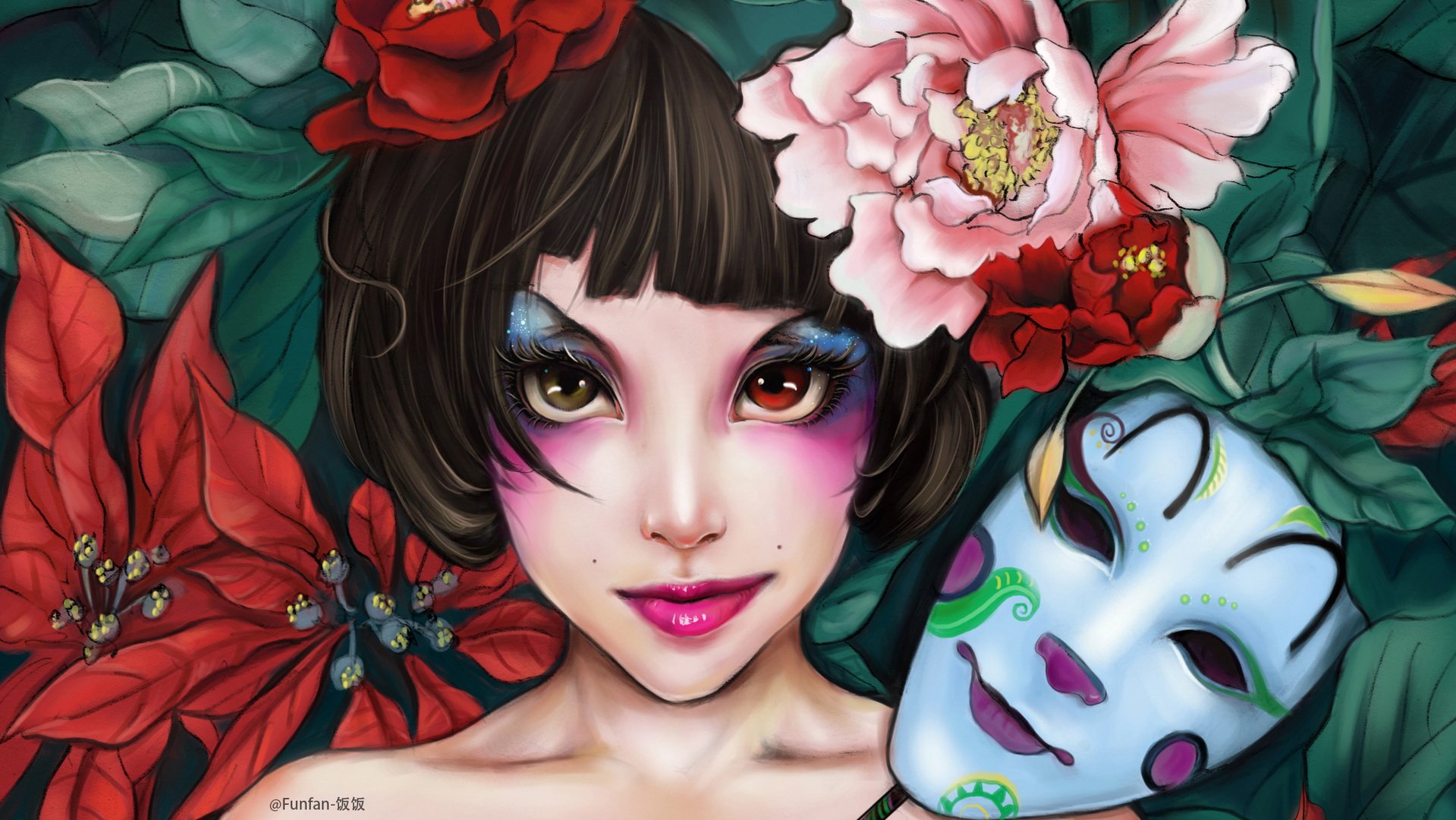 炫酷,另类,个性,简约,手绘,女孩,funfan