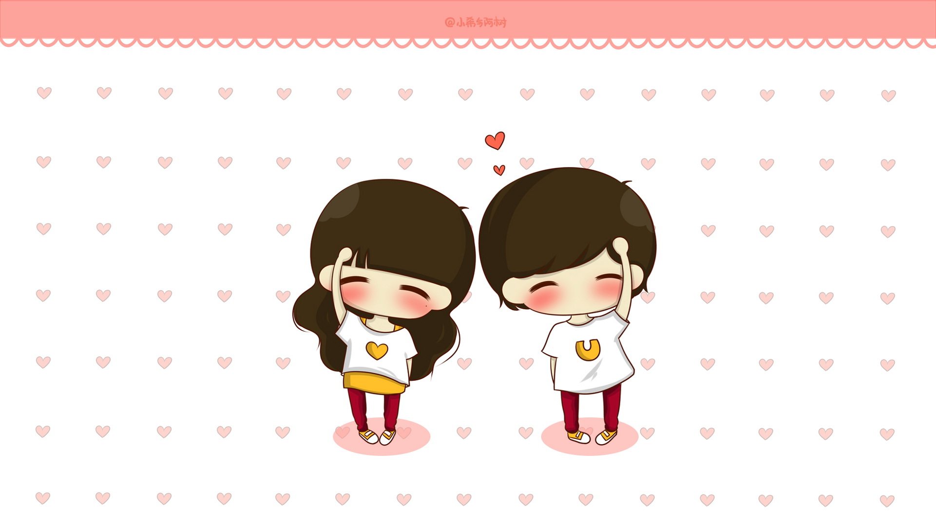 小希和阿树,卡通,手绘,可爱,爱情