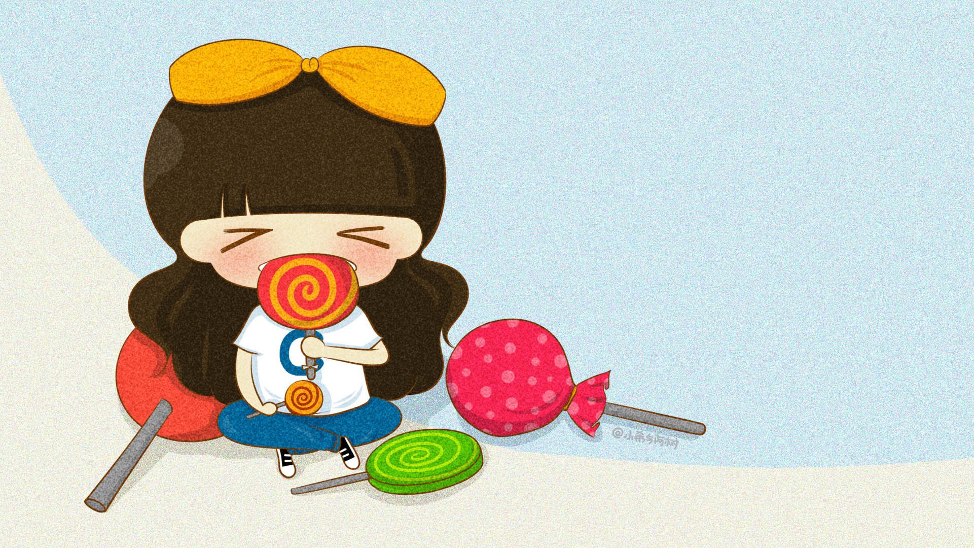 小希和阿树,卡通,手绘,可爱,爱情