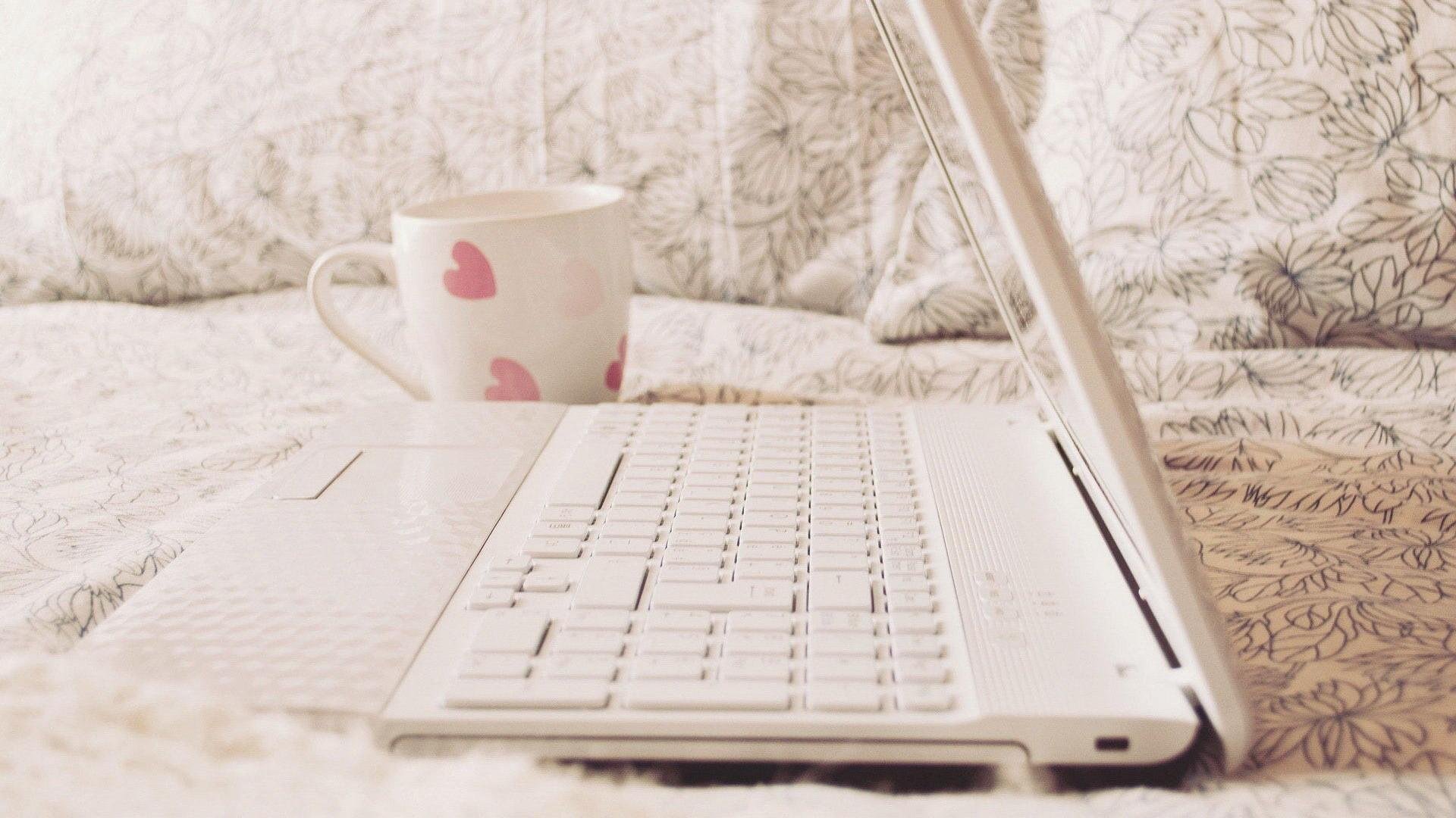 小清新,杯子,电脑,温馨