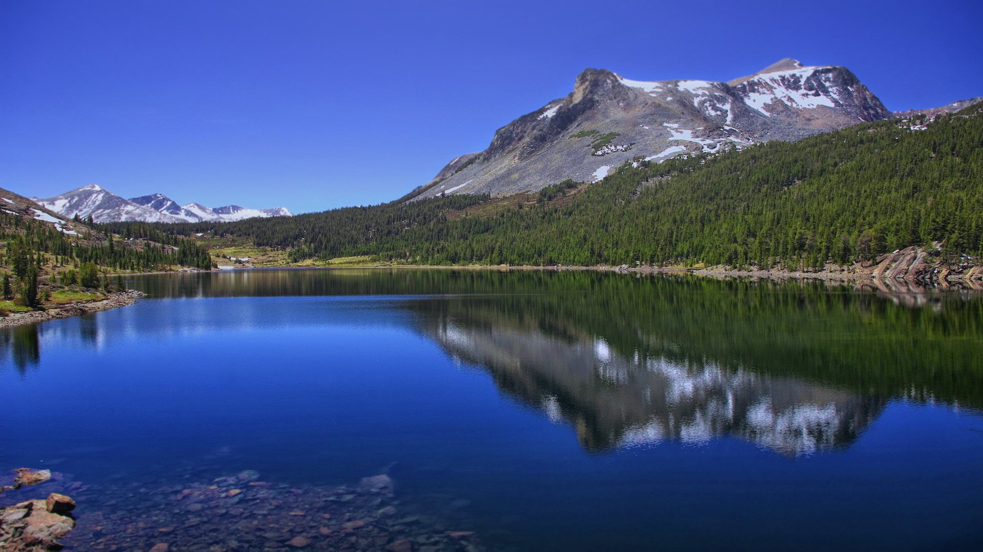 风景,山水,雪山,蓝天碧水