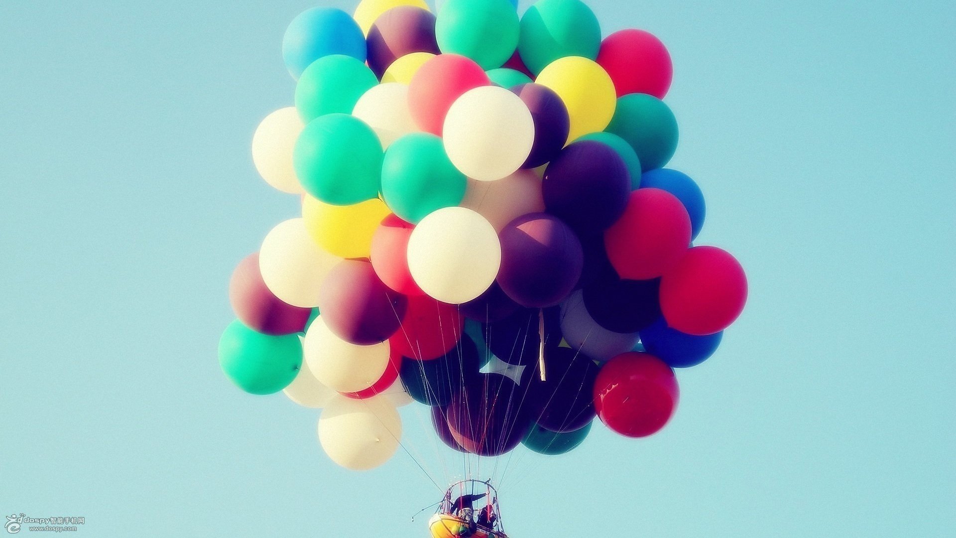 清新,七彩,气球,彩红气球