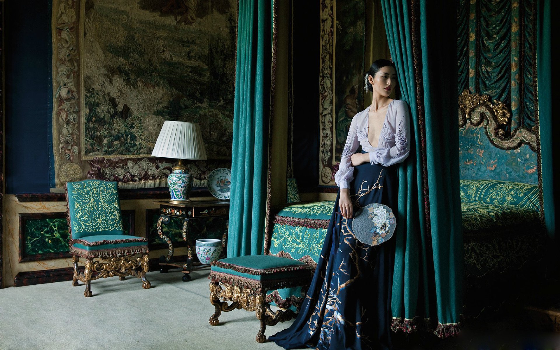 刘雯,复古,中国风,宽屏