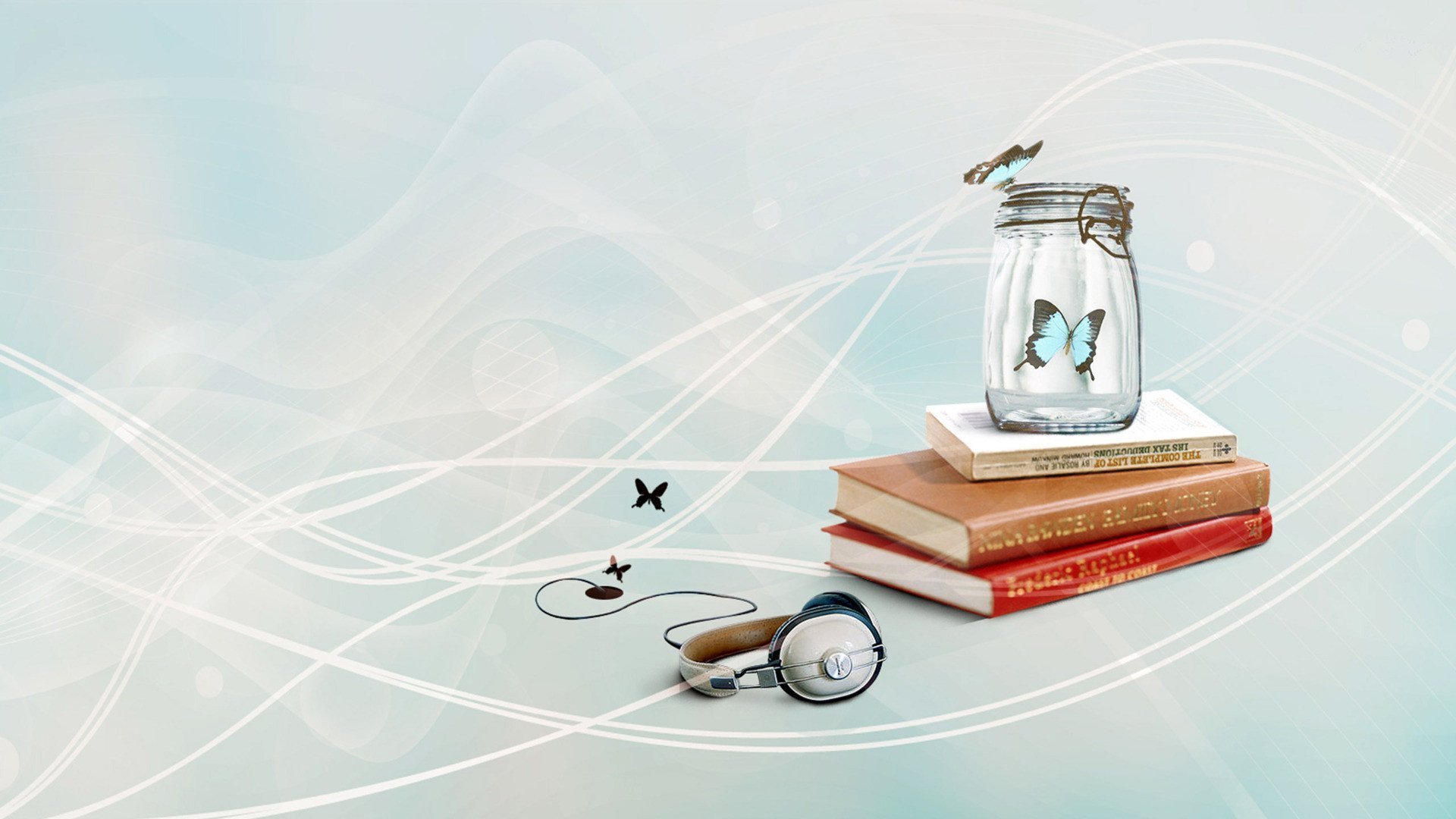 蝴蝶,心愿瓶,书籍,简约,清新