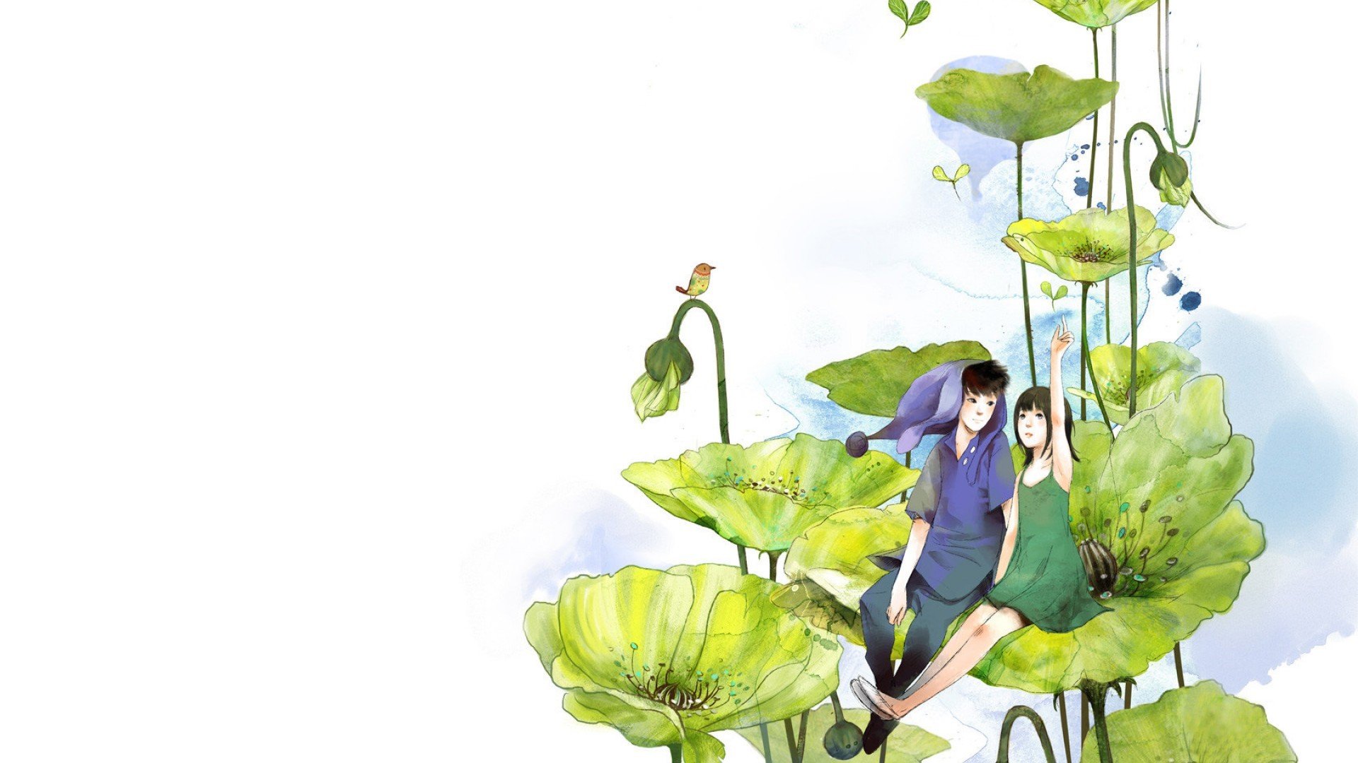 爱情,手绘,二人世界,宽屏