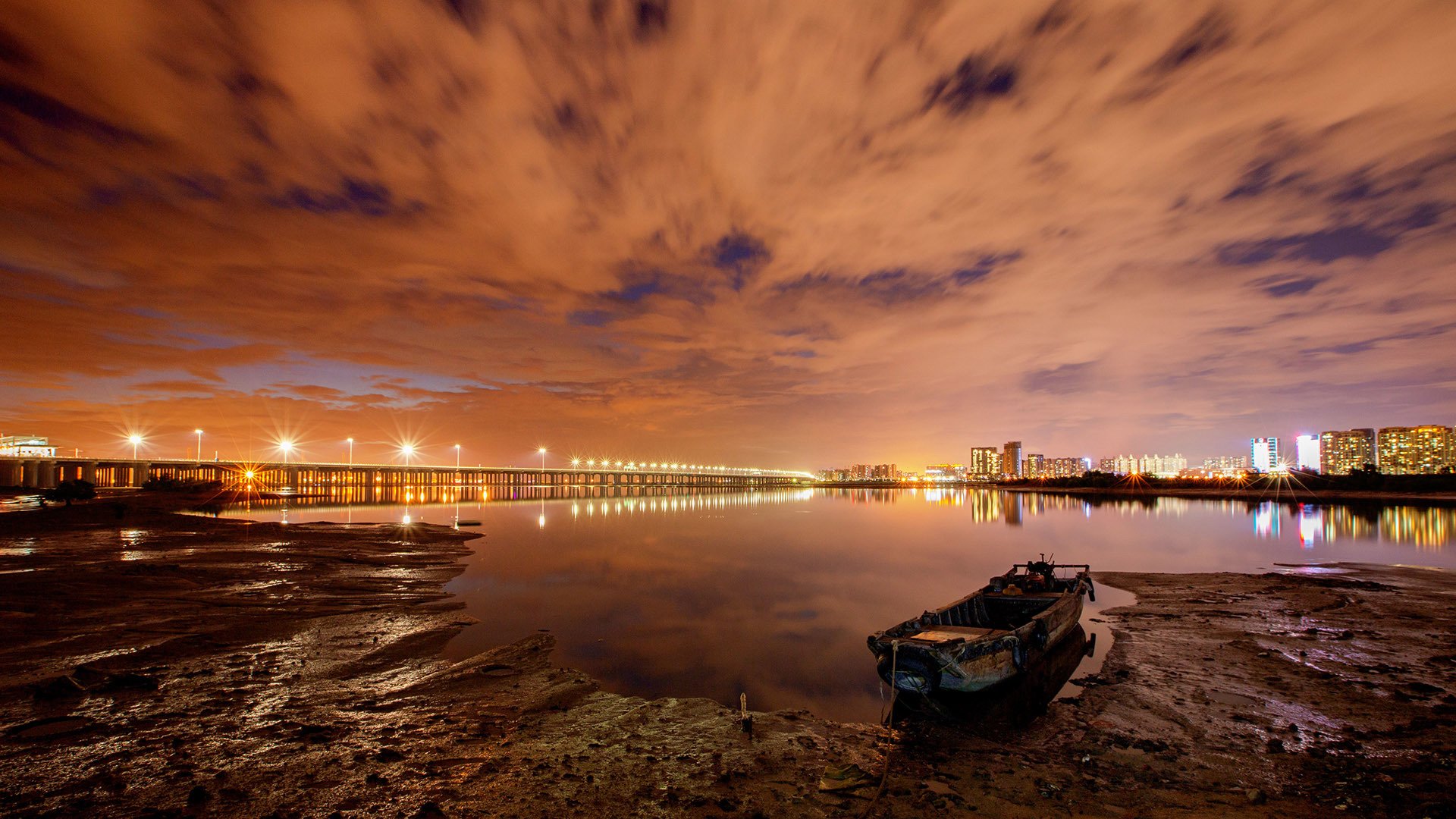 风景,大海,黄昏,晚霞,小船