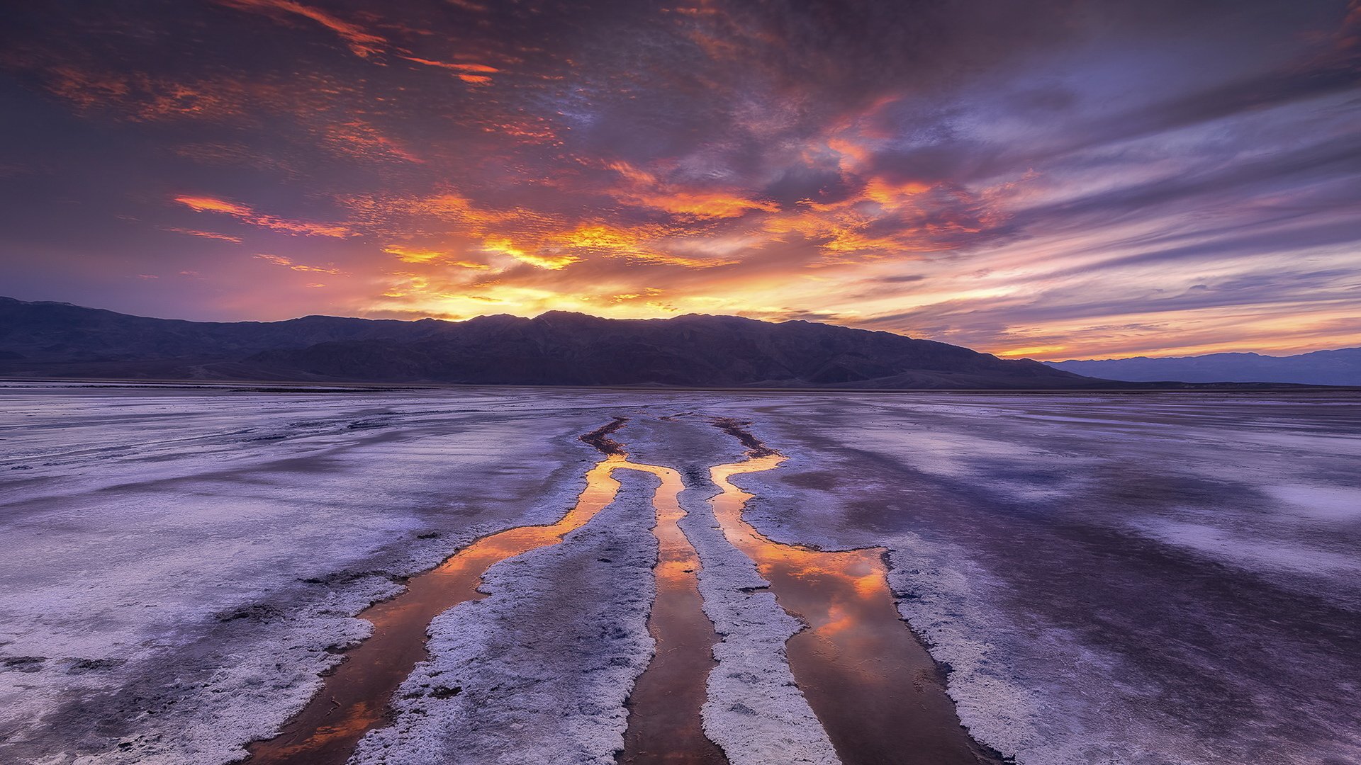 冰面,残阳,山丘,美景