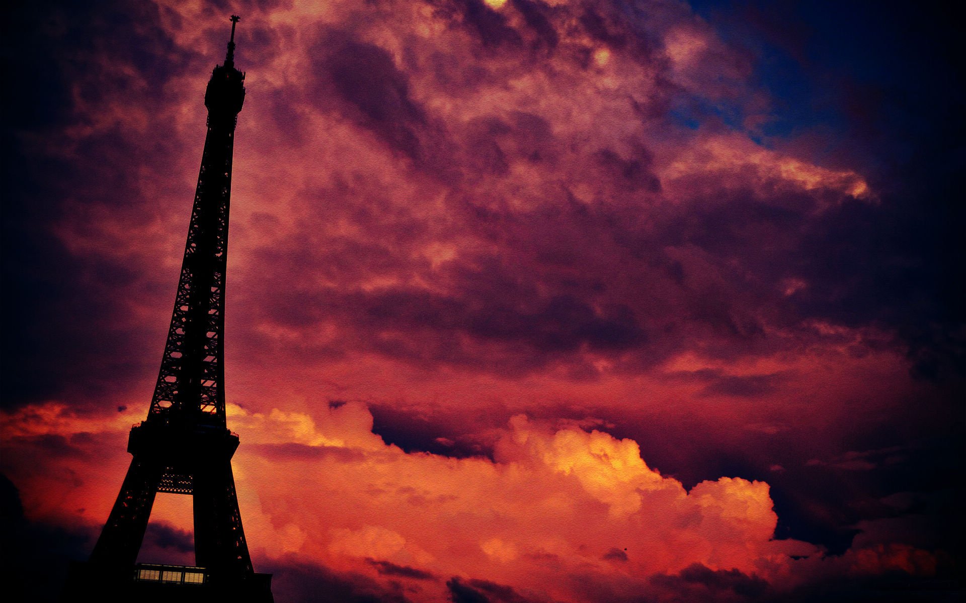 自然风景,巴黎铁塔,晚霞,美丽壮观