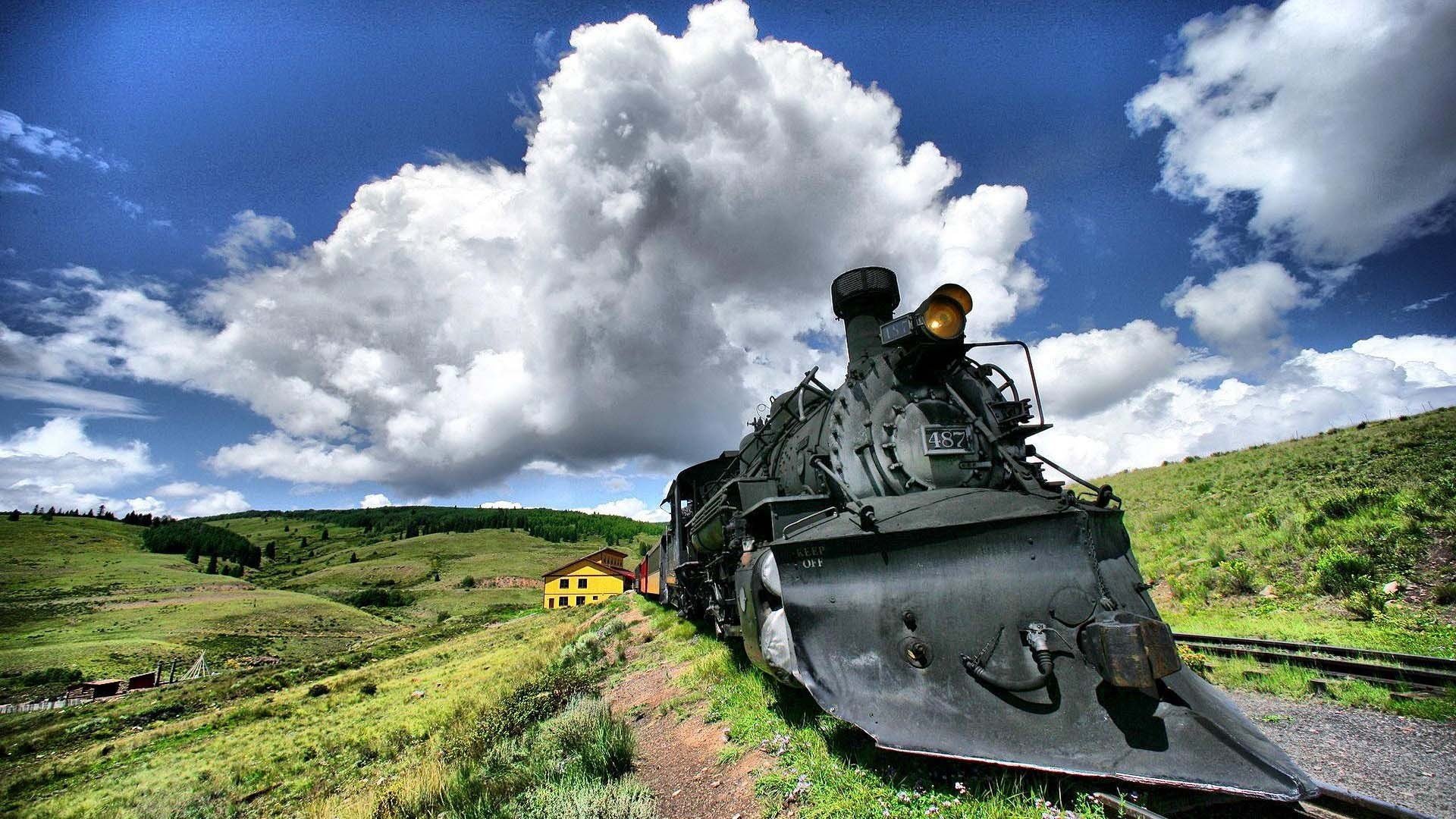 风景,自然风景,蓝天白云,旅行的火车