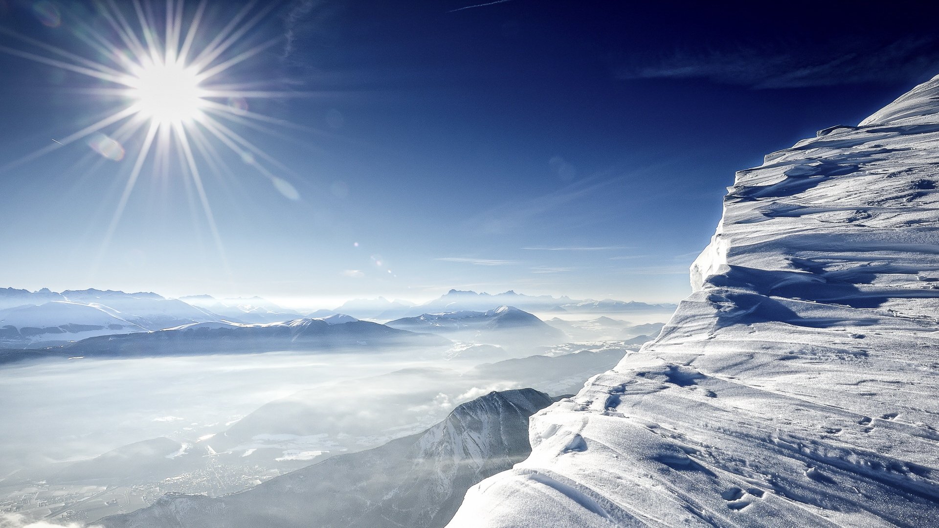 雪山,山顶,阳光