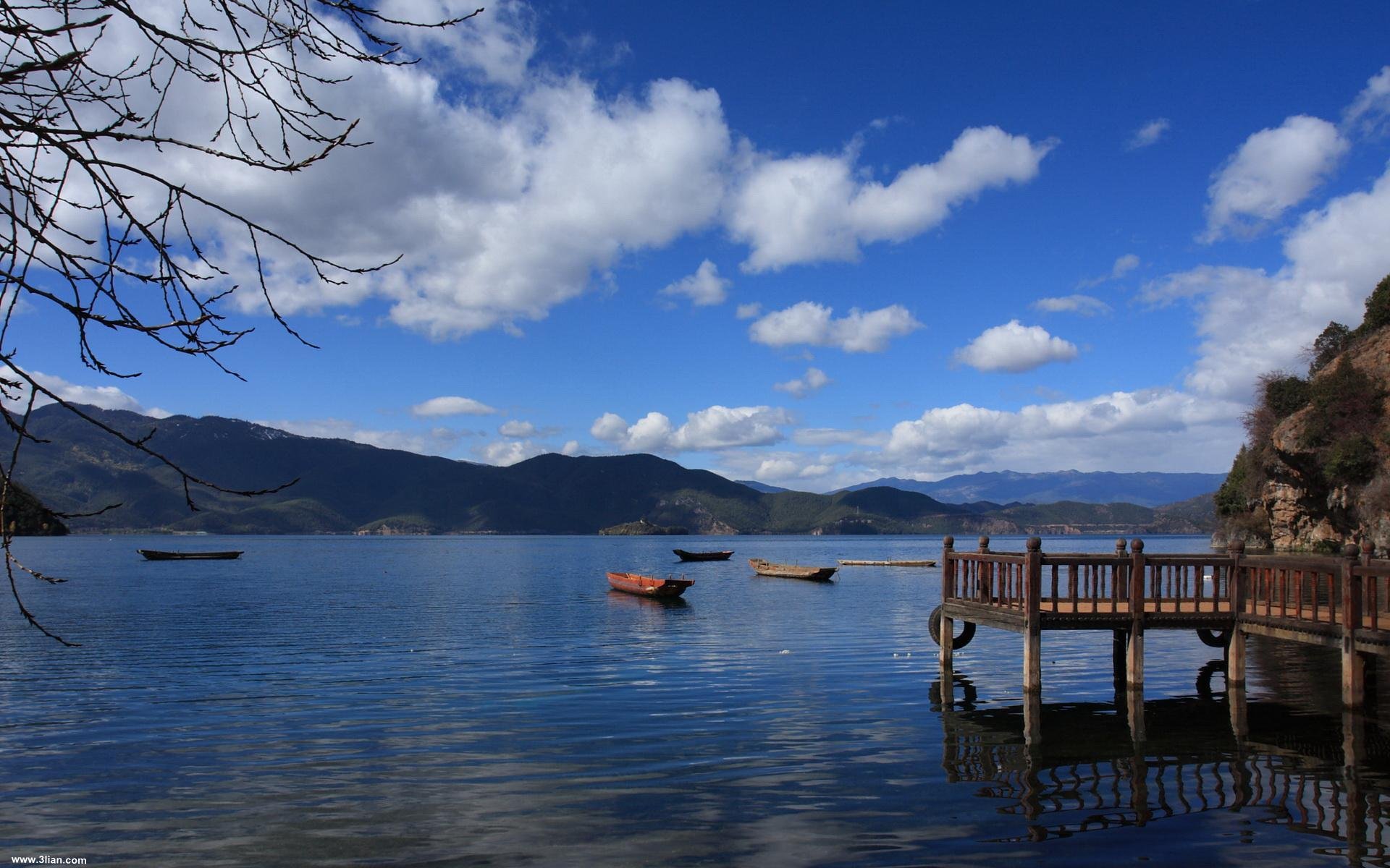 风景,自然风景,泸沽湖,蓝天白云,宽屏